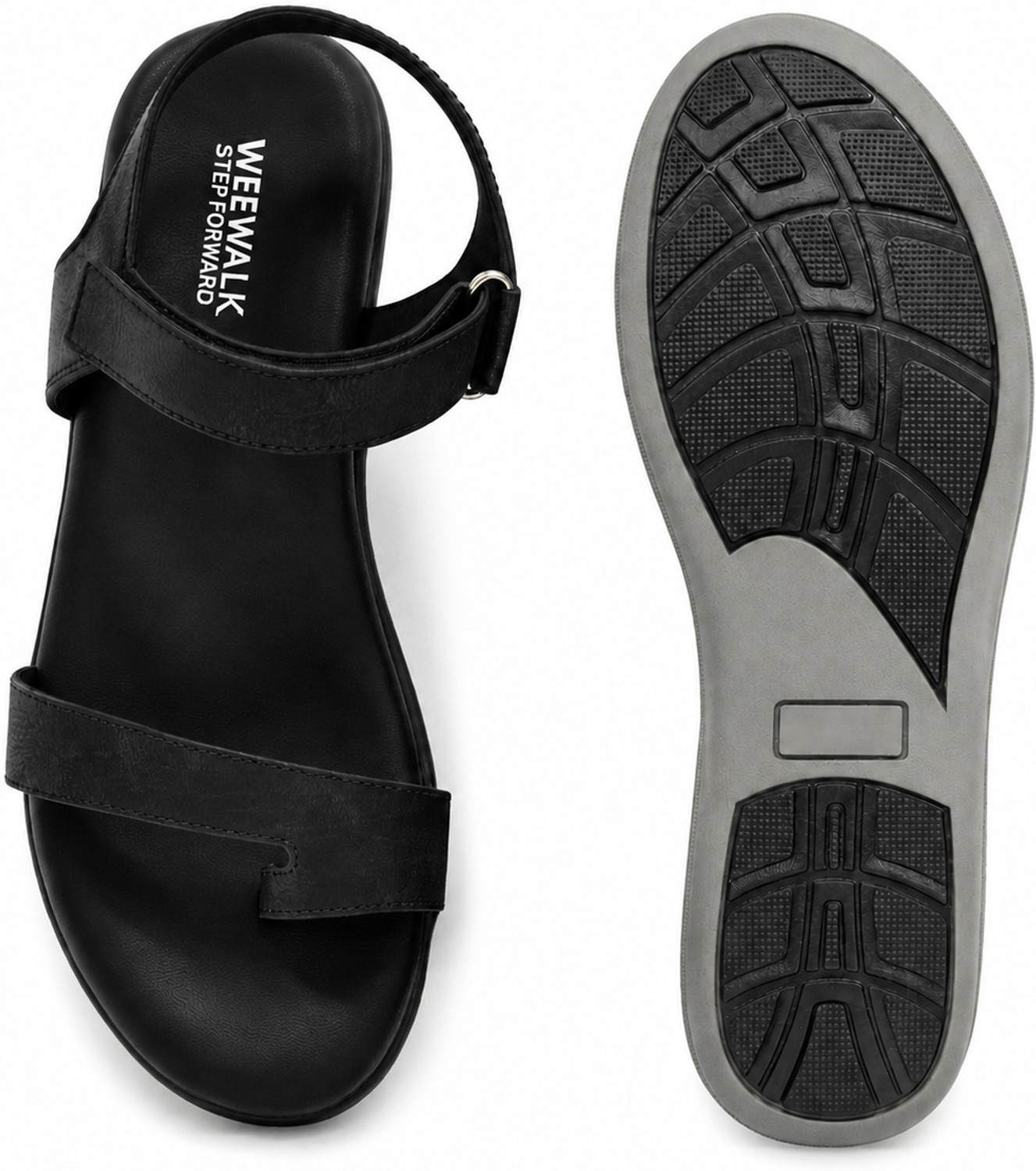 Image of weewalk Women Flats Sandal (Black, 7)