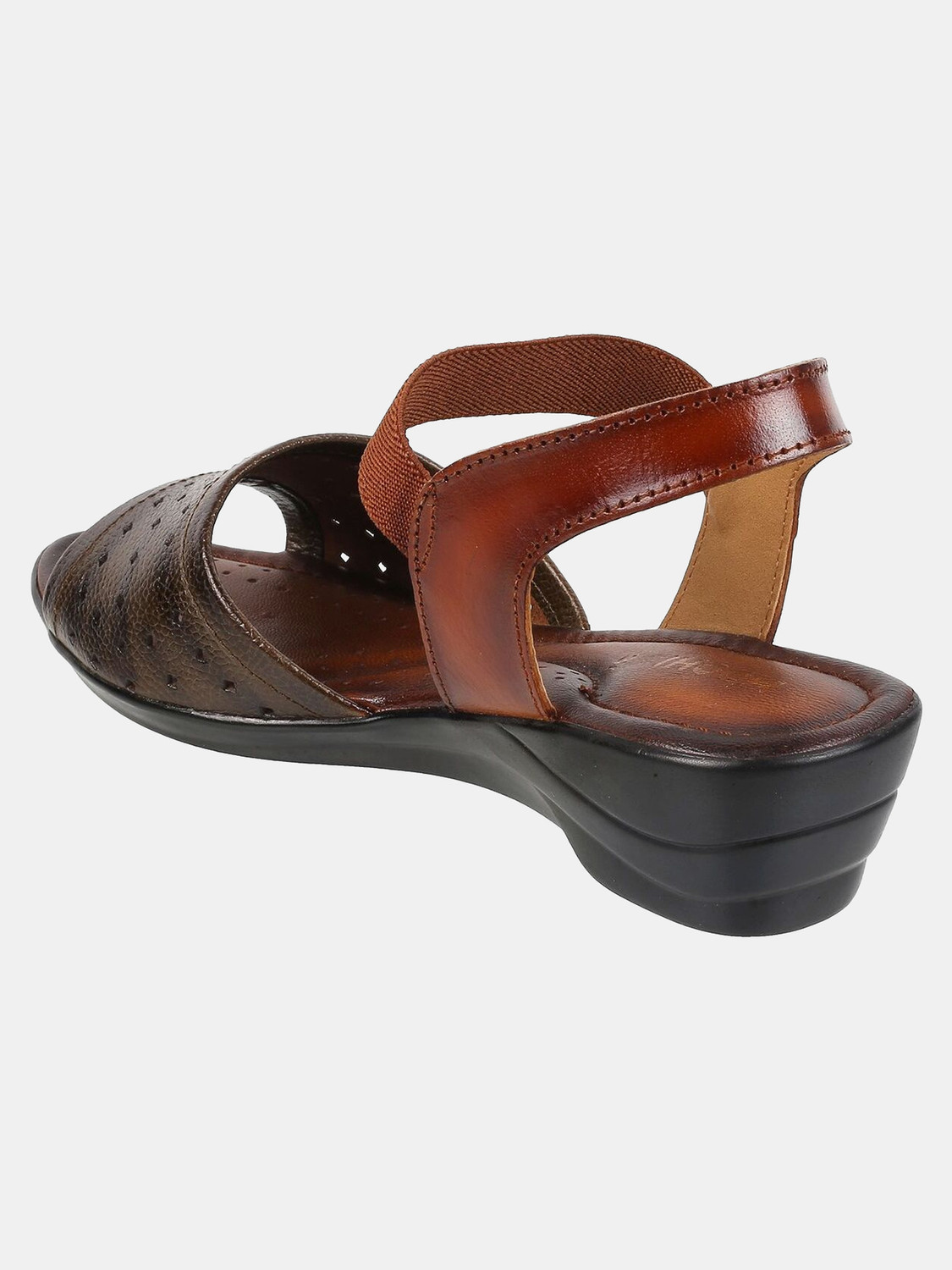 Image of MOCHI TexturedLeatherWedgesWithLaserCuts Women Wedges