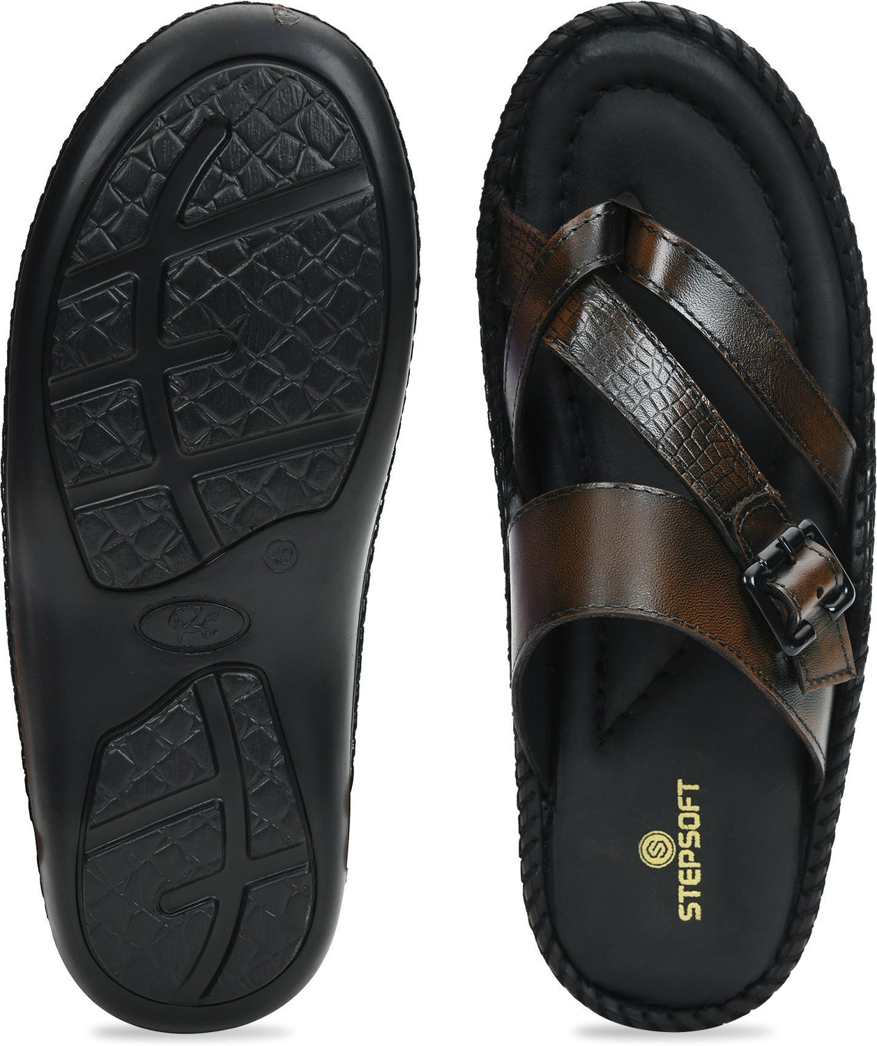 Image of Stepsoft Classic Cushion Slippers with Adjustable Buckle Soft Sole Non Skid Wear Men Sandals