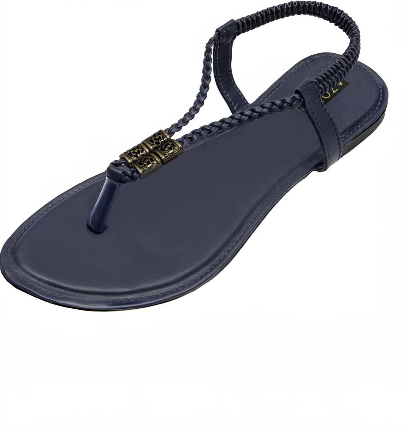 Azores Women Flats Sandal (Blue , 5)
