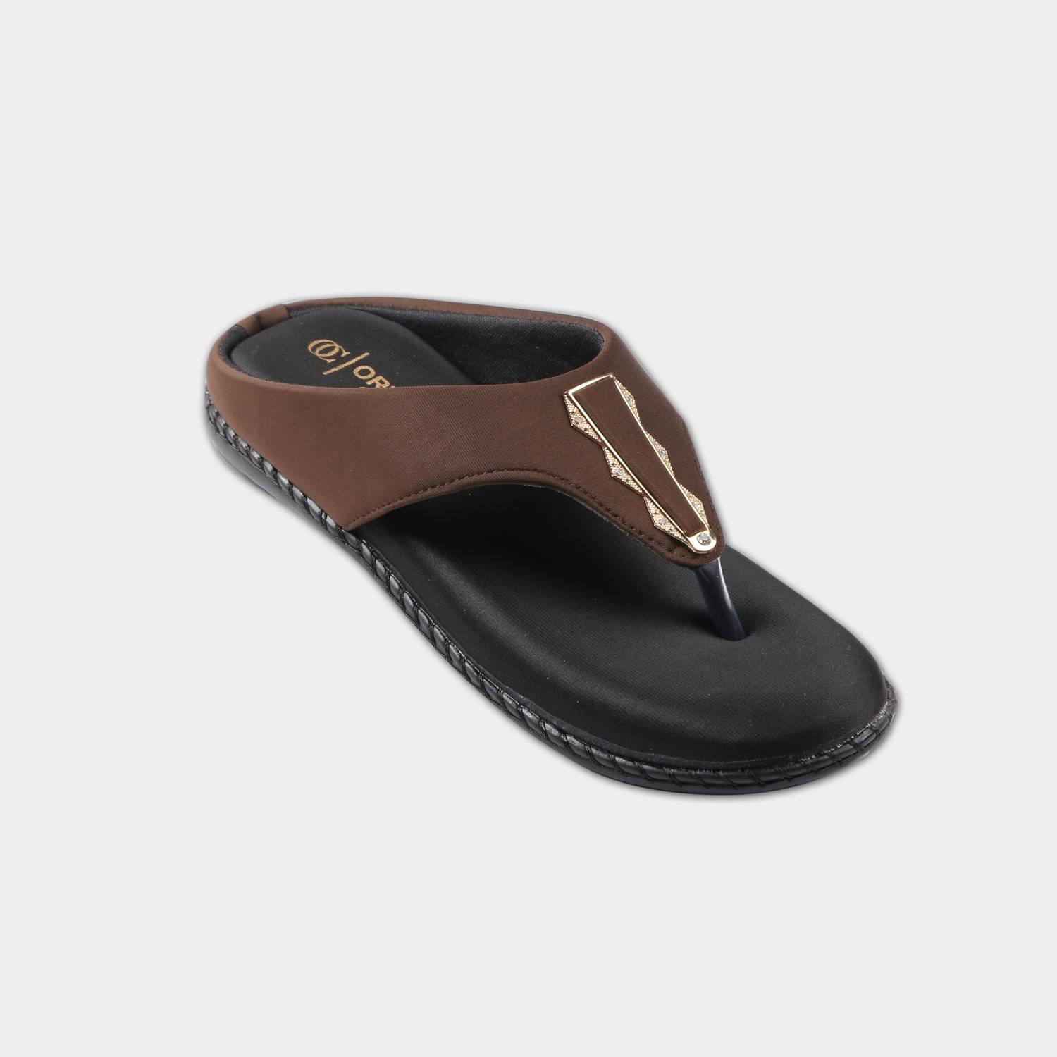 ORTHO CLUB Women Flats Sandal (Brown , 3)