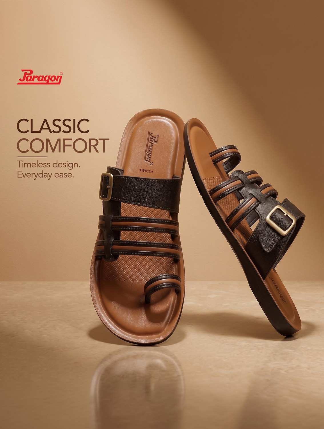Image of Paragon Men Daily use Lightweight Slip Resistant Buckle Sandal (Tan, 6)
