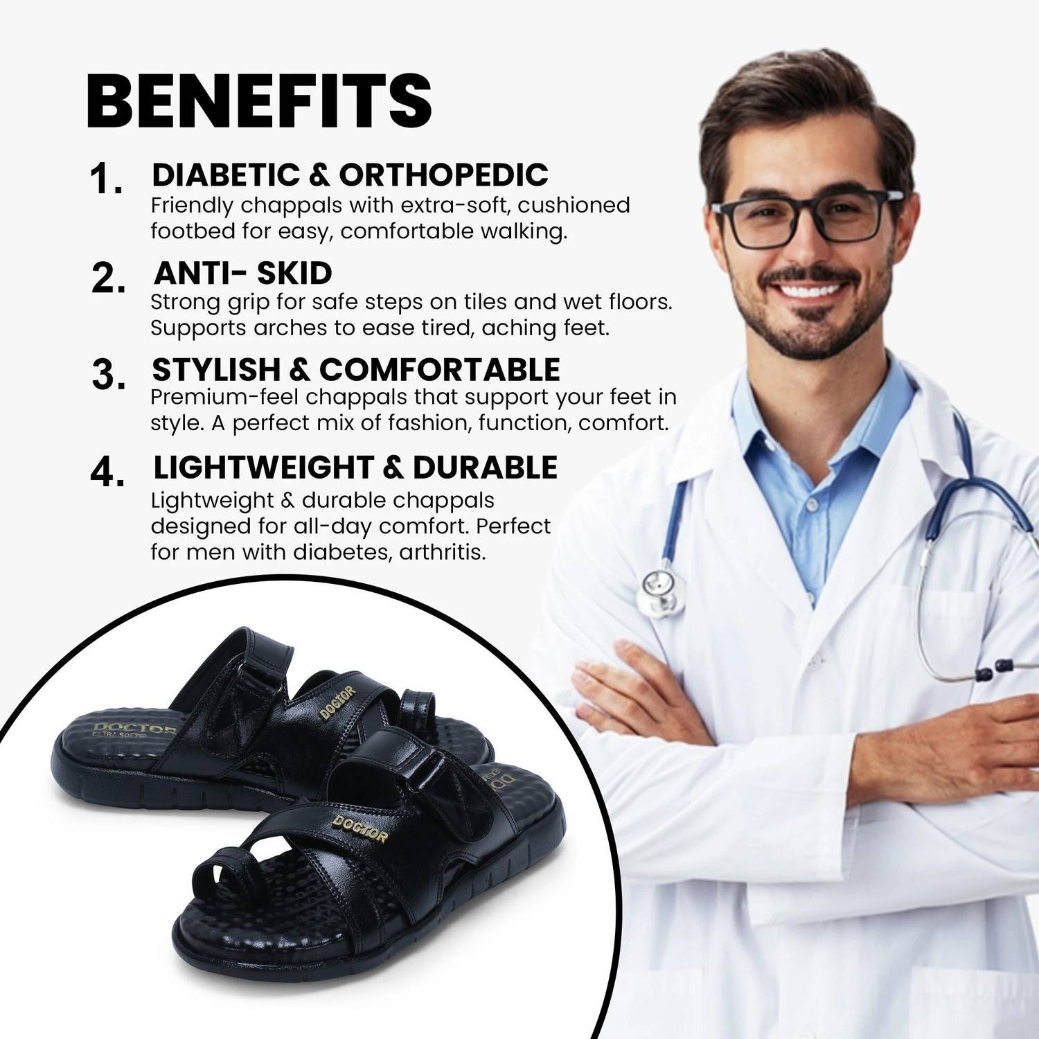 Doctor Extra Soft Memory Foam Sandals for Men - Image 2