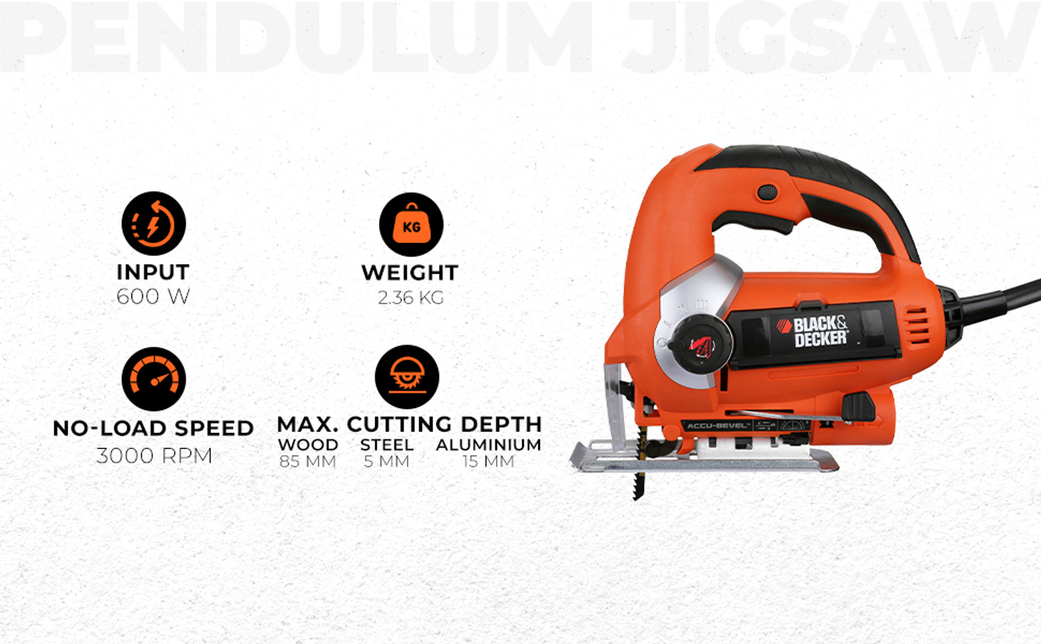 Image of BLACK+DECKER Ks900ekx-IN 600w Jigsaw Machine 2 inch Straight-line Sander