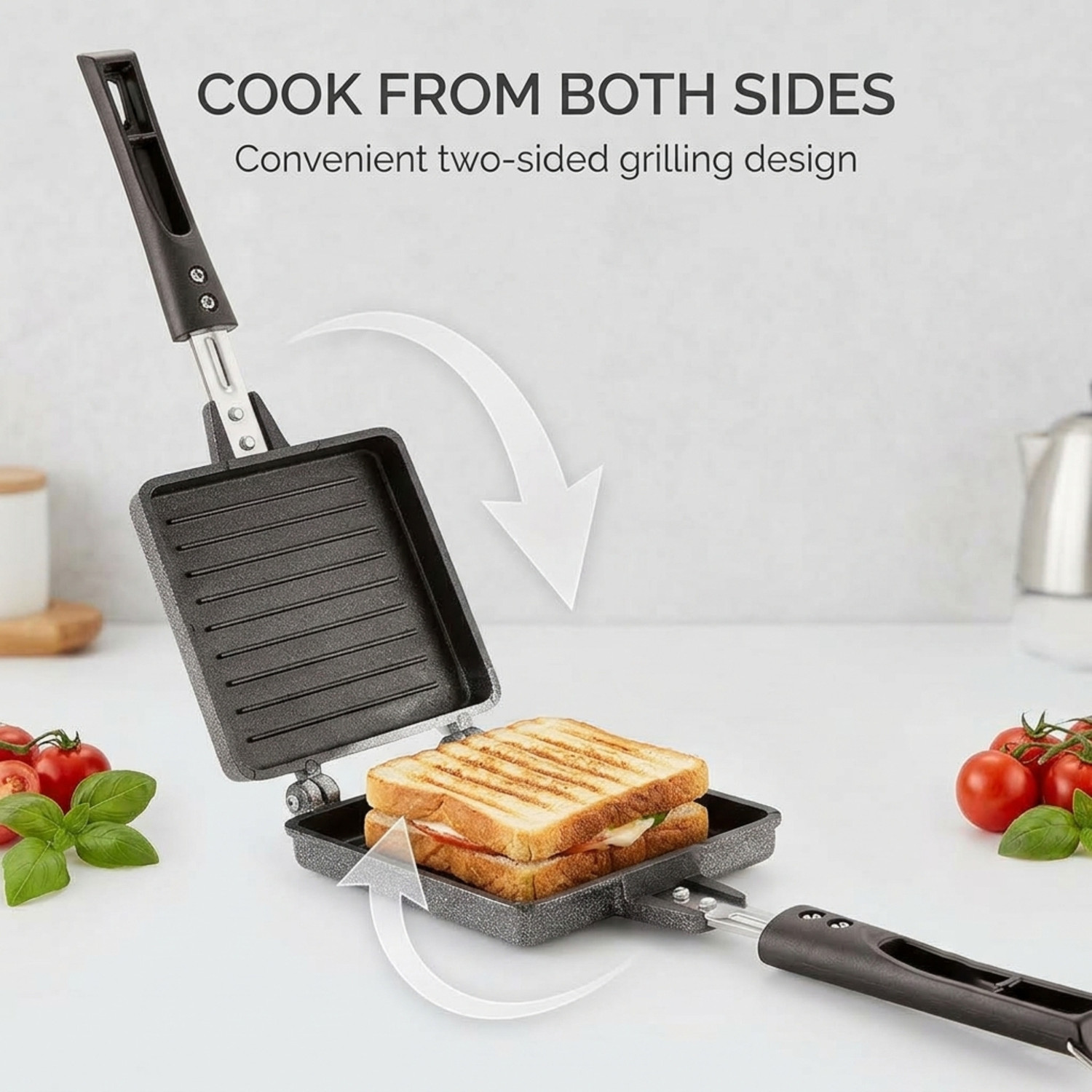 Image of SKYTONE Premium Non-Stick Aluminium Gas Sandwich Toaster, Grill Sandwich Maker Toast, Grill, Waffle