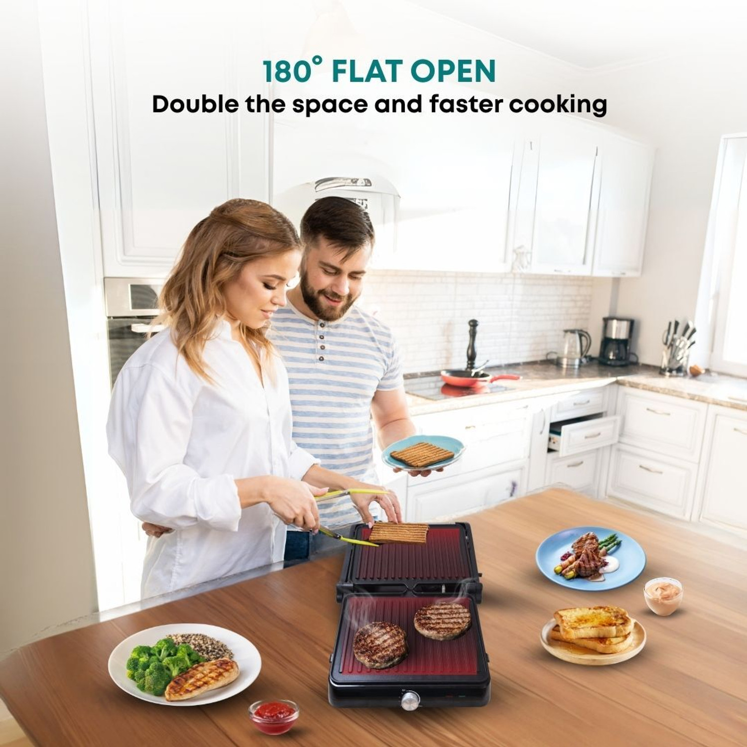Image of LIBRA by Libra Jumbo Sandwich Maker grill toast with Floating Hinges, 2000 Watts, 4 Slice Open Grill, Grill