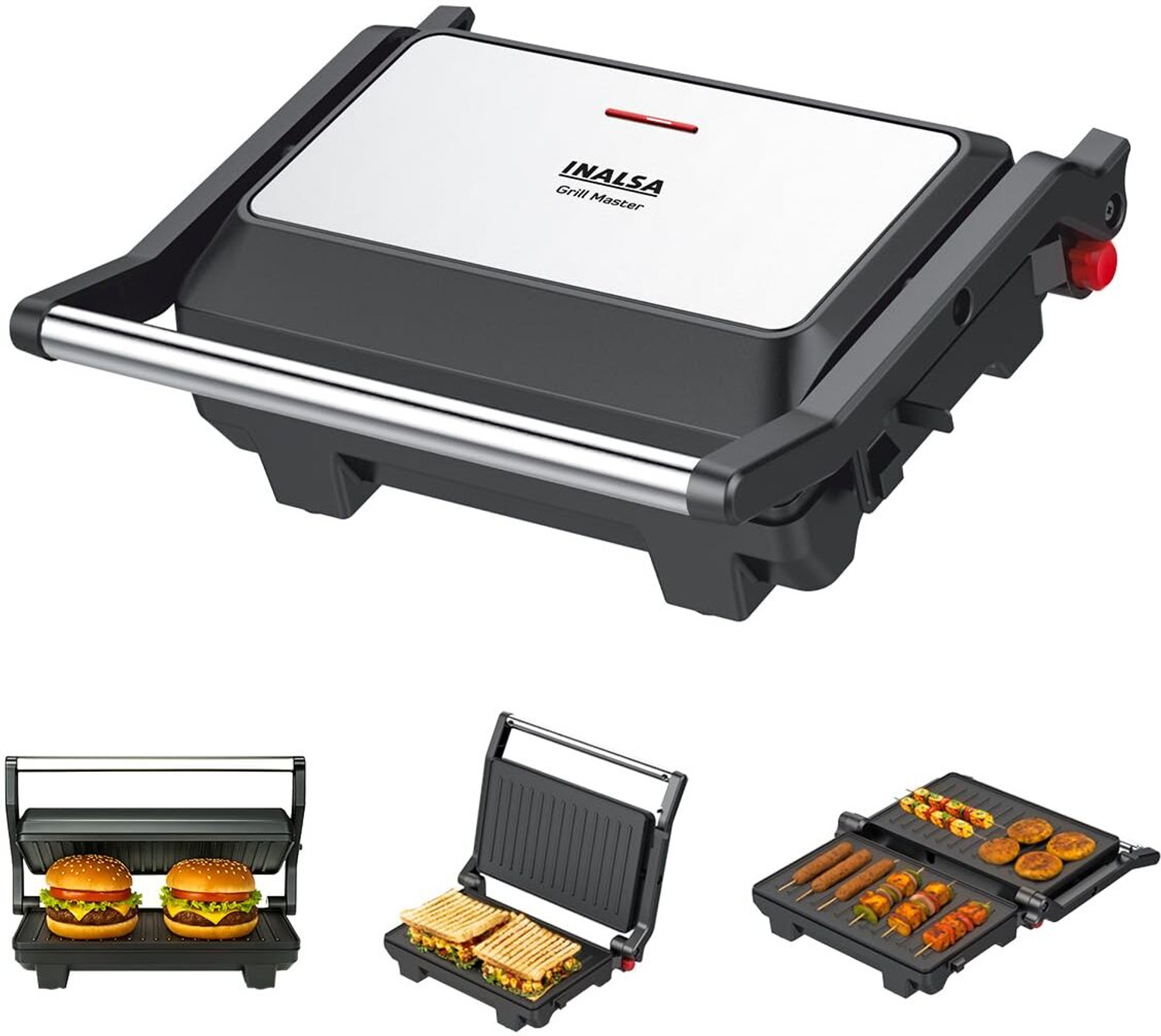 Image of Inalsa Grill Master|1000W|Sandwich Maker|Non-Stick Coated|180 Open Sandwich Griller| Grill Sandwich Maker