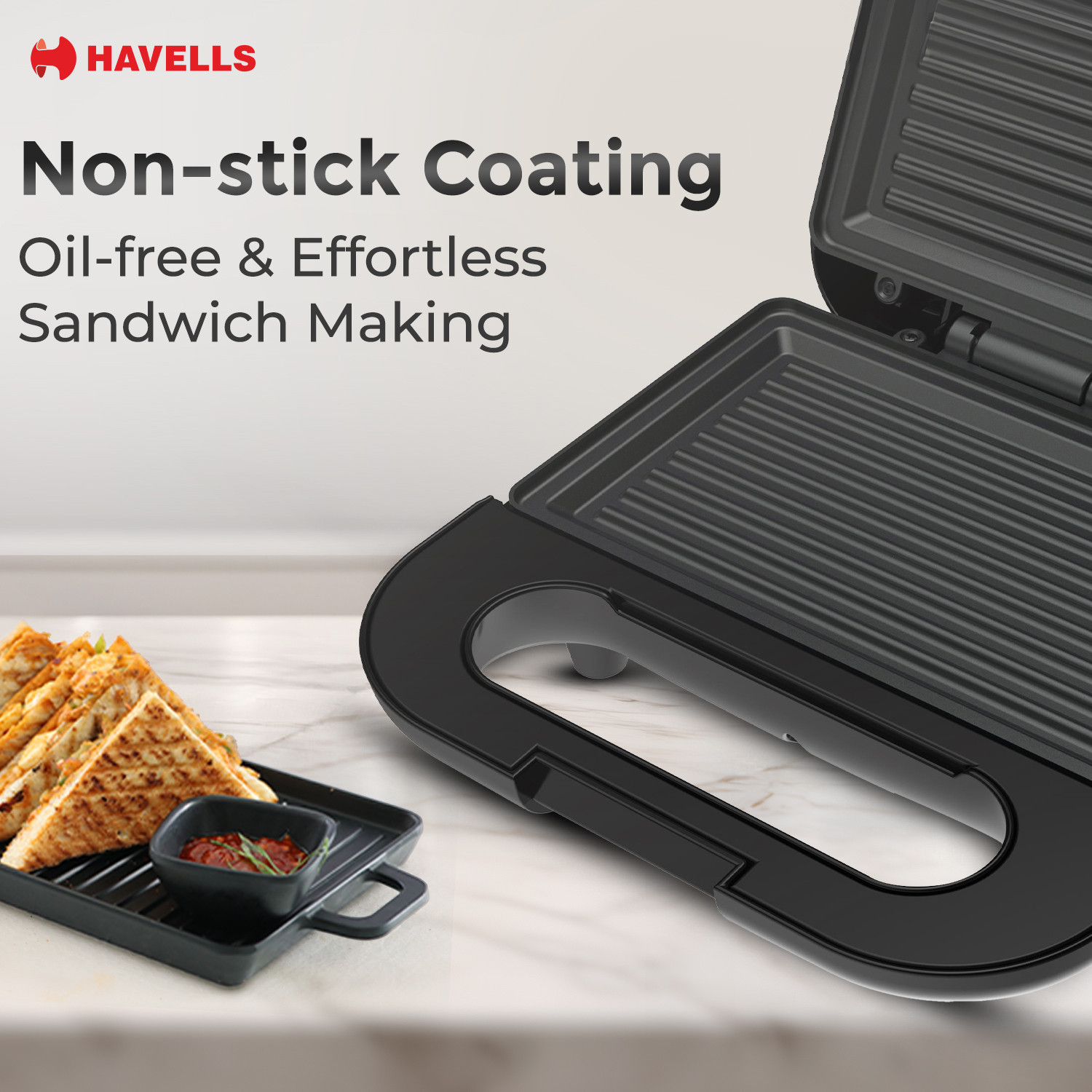 Image of HAVELLS Quick Crunch Grill Sandwich Maker 800 W Power Indicator Light Grill Sandwich Maker
