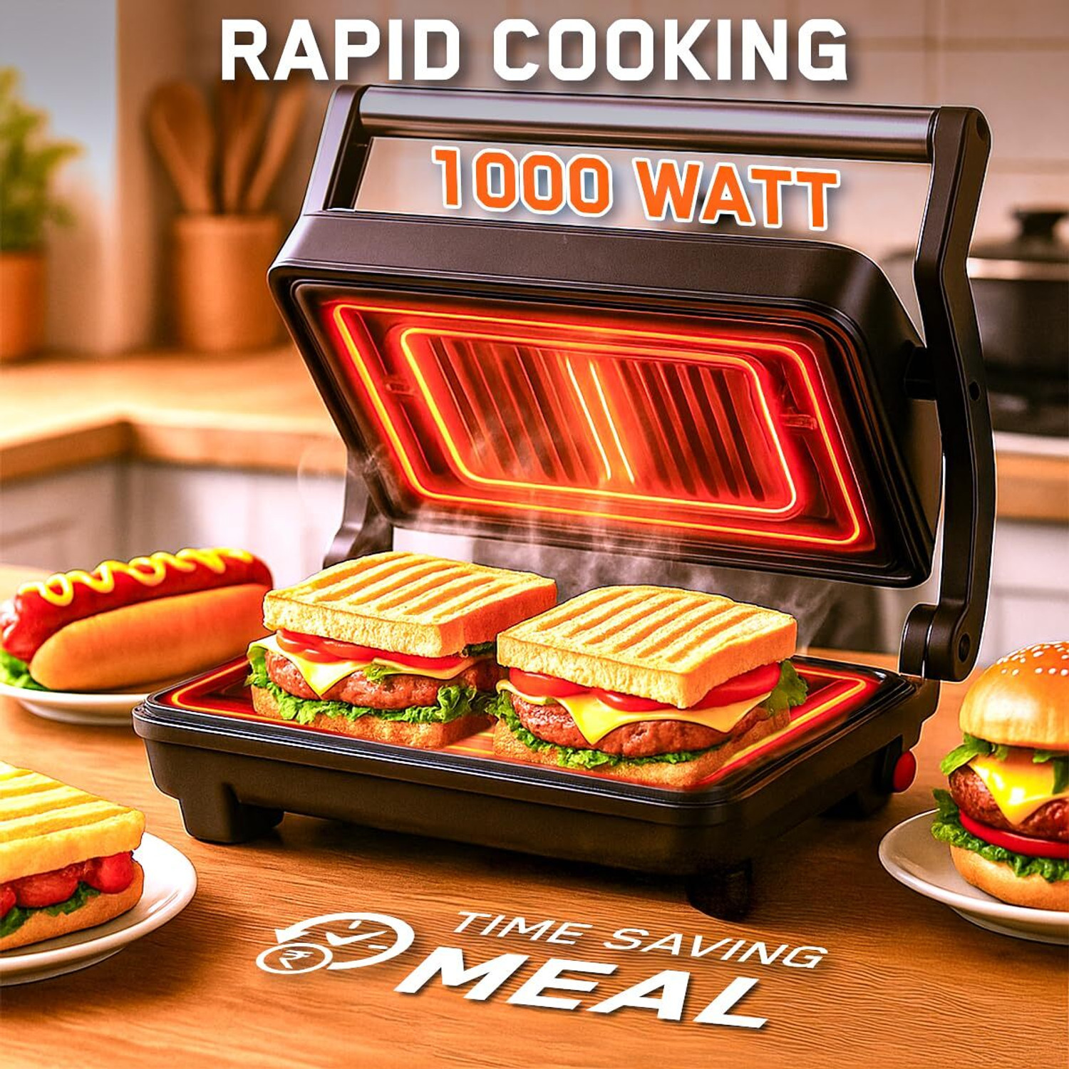 Image of Inalsa Grill Master|1000W|Sandwich Maker|Non-Stick Coated|180 Open Sandwich Griller| Grill Sandwich Maker