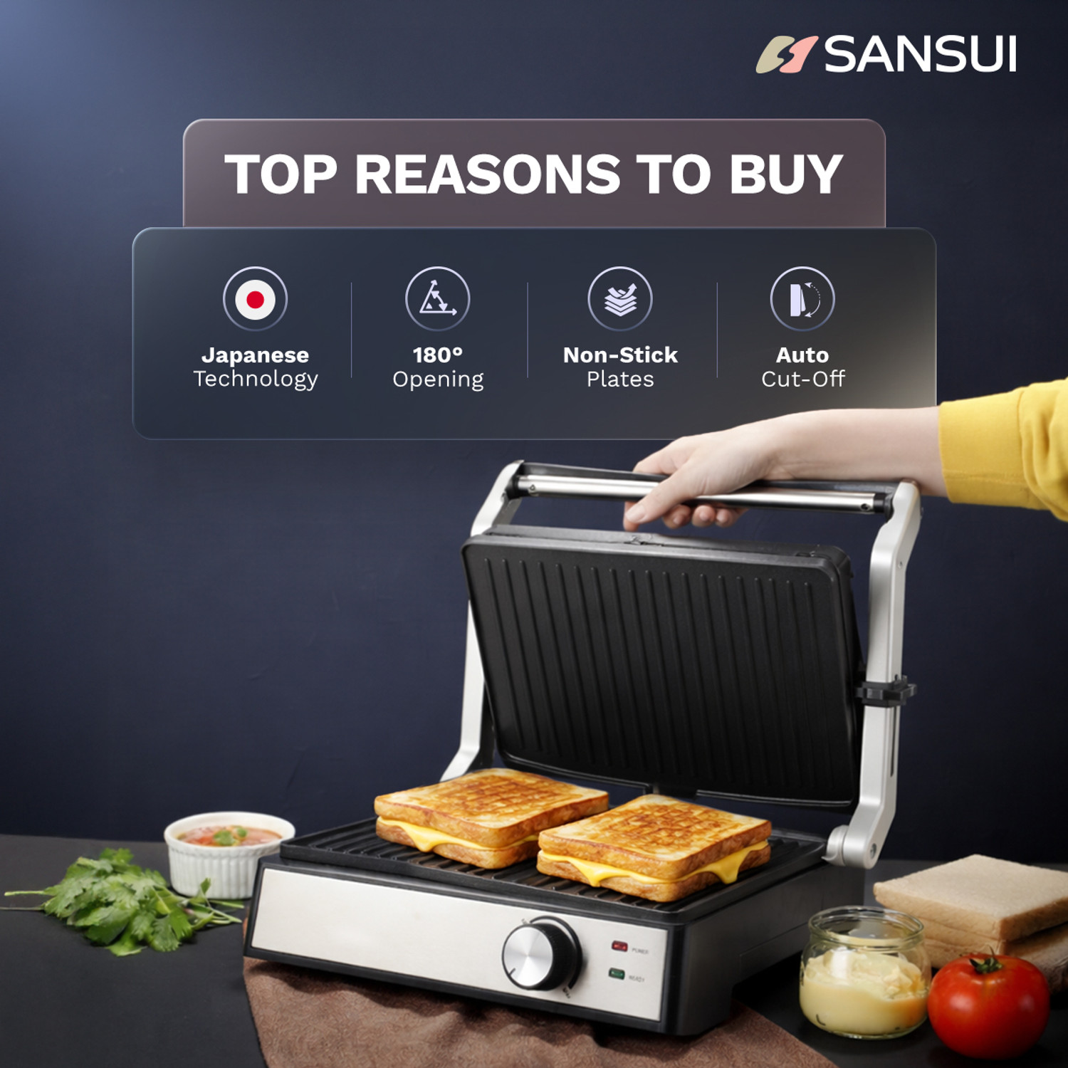 Image of Sansui Crisp Max Open Grill Sandwich Maker