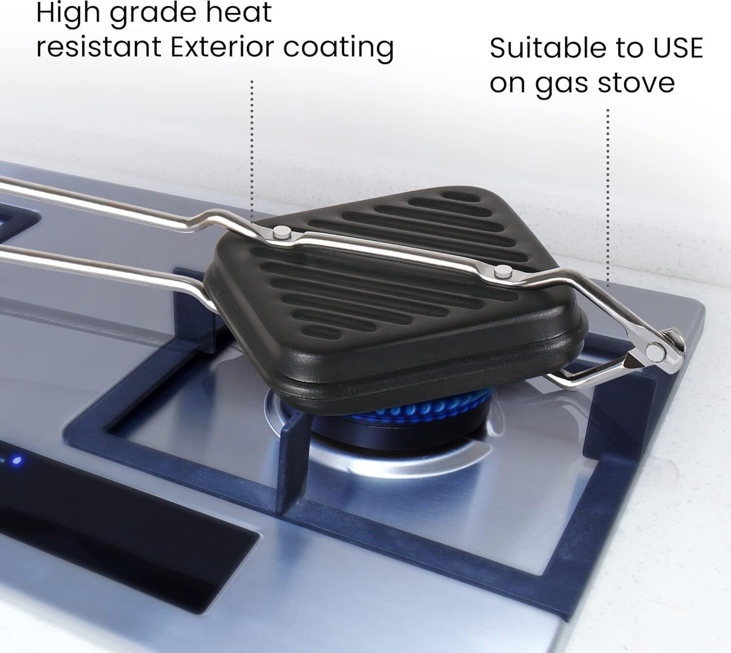 Image of VedaChef by VedaChef Premium Non-Stick Grill Sandwich Toaster | Made in India | Griller | Black Grill Sandwich Maker