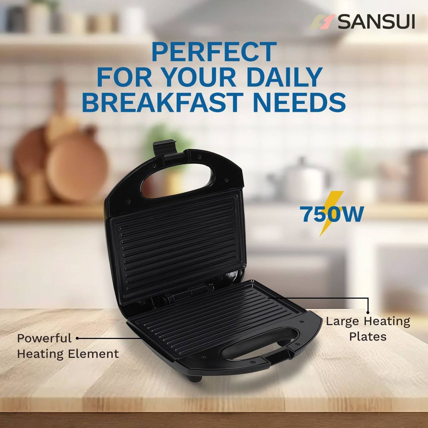 Sansui Primo Grill Sandwich Maker Black - Image 2