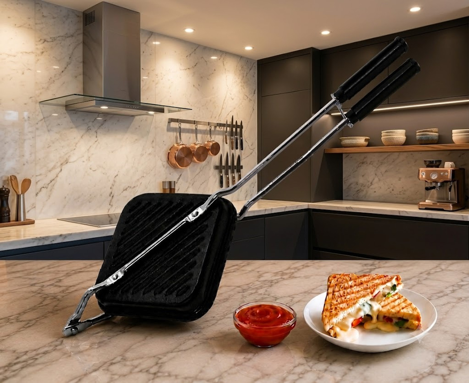 Image of shuddhkitchen Double Side Sandwich Press Grill Sandwich Maker