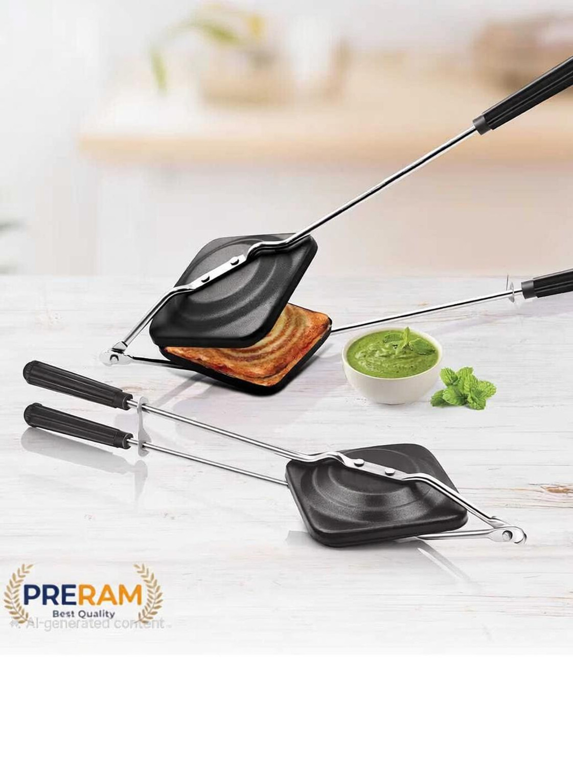 Image of Preram Pro cook Premium Non-Stick Sandwich Griller | Compatible with Gas Stoves Grill Sandwich Maker