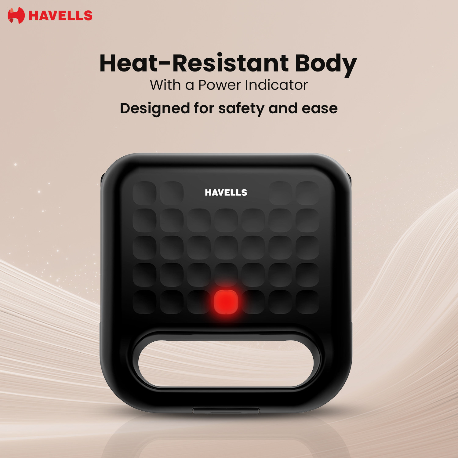 Image of HAVELLS Quick Crunch Sandwich Maker | 800 W | Power Indicator Light Toast Sandwich Maker