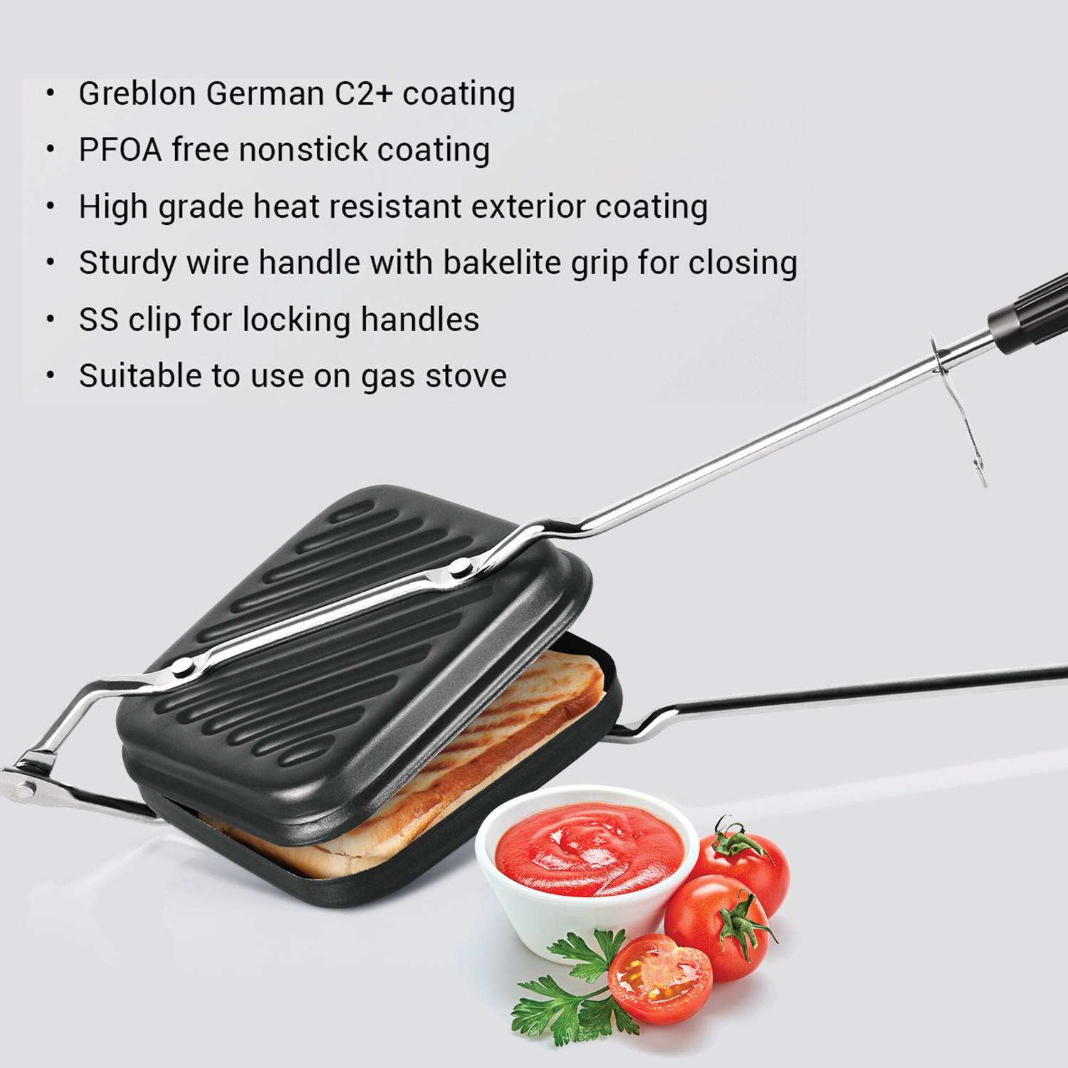 Image of MILTON Pro Cook Aluminium Sandwich Griller, 14 cm, Grill Sandwich Maker