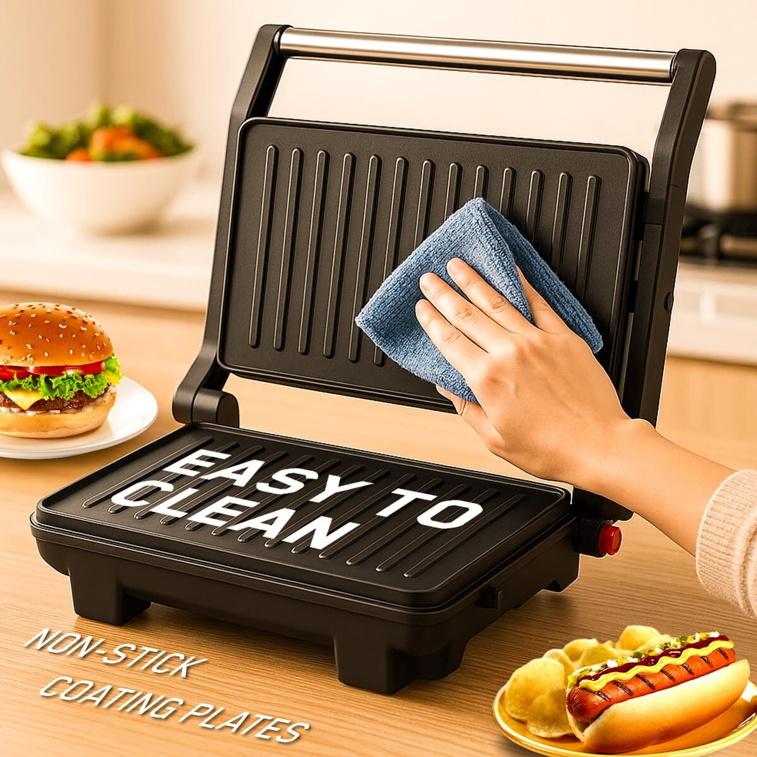 Image of Inalsa Grill Master|1000W|Sandwich Maker|Non-Stick Coated|180 Open Sandwich Griller| Grill Sandwich Maker