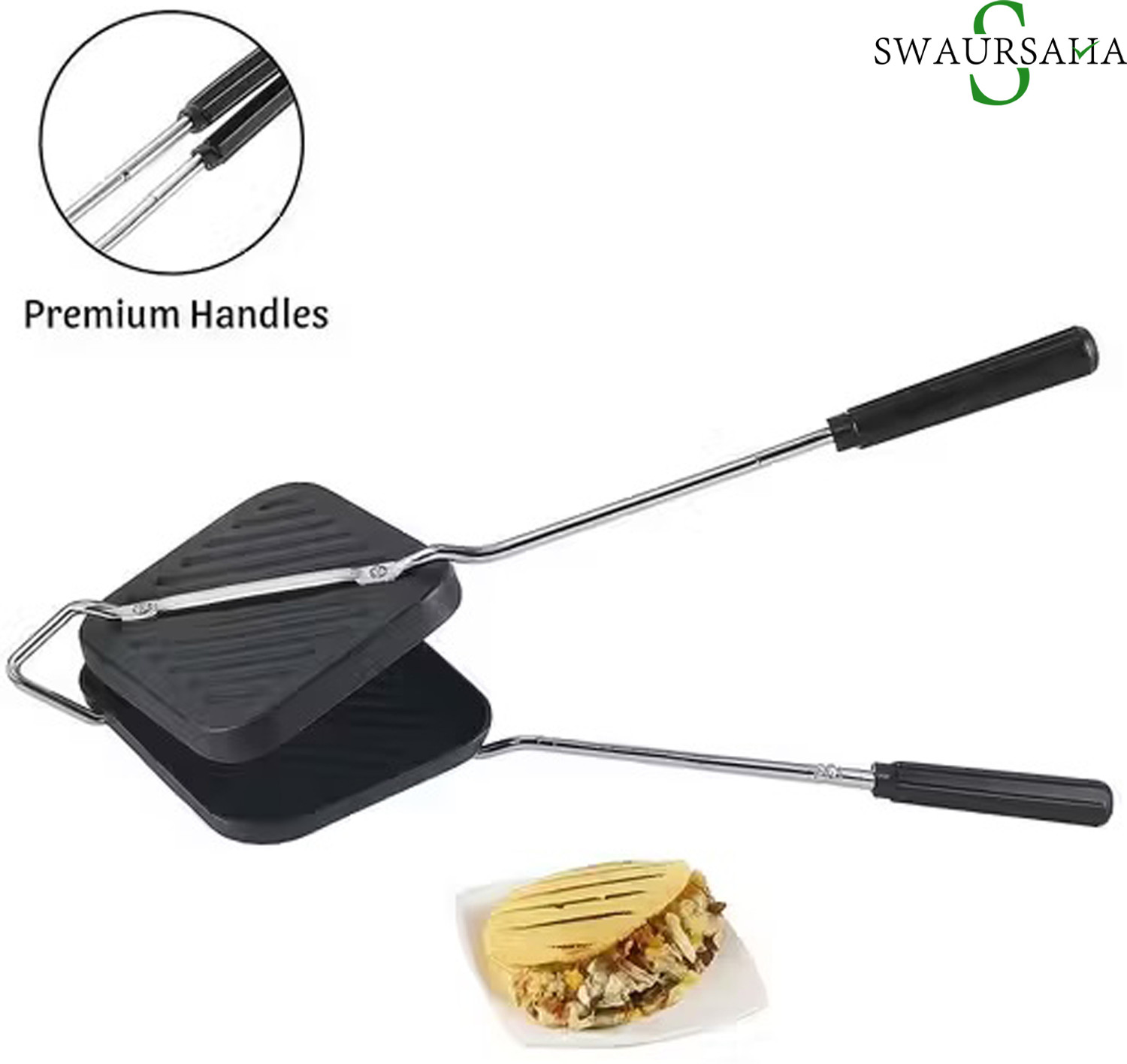 Image of SWAURSAHA by SWAURSAHA Grill Sandwich Toaster with Spatula & Brush| Double-Coated Sandwich Maker Grill, Toast