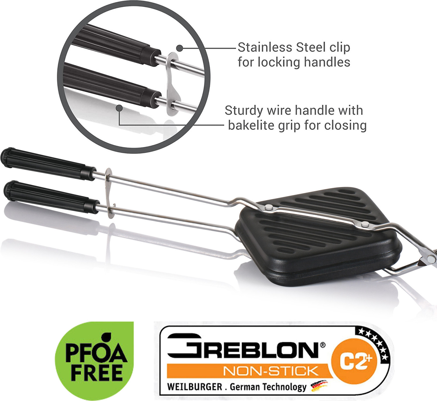 Image of MILTON Pro Cook Aluminium Sandwich Griller, 14 cm, Grill Sandwich Maker