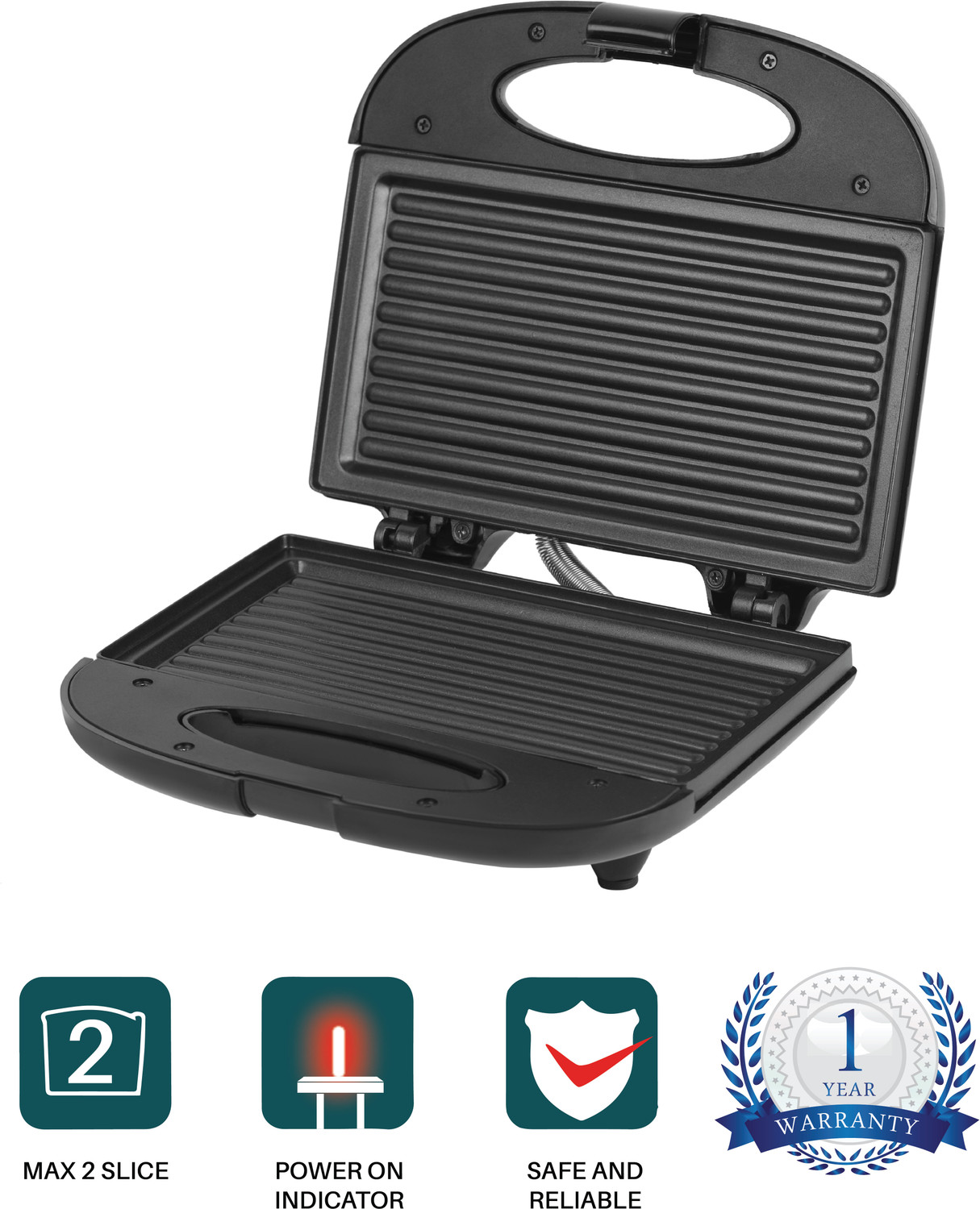 Image of cello Super Club Ultra Pro 800W Grill Sandwich Toaster with Fixed Grill Plates Grill Sandwich Maker