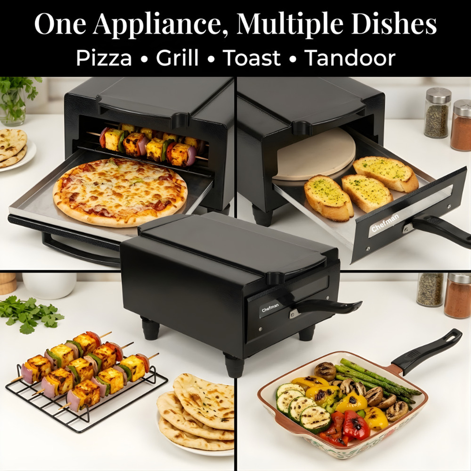 Image of Chefman 14inch Pizza Maker Oven � Multi-Purpose Kitchen Appliance for Home Cooking Electric Tandoor