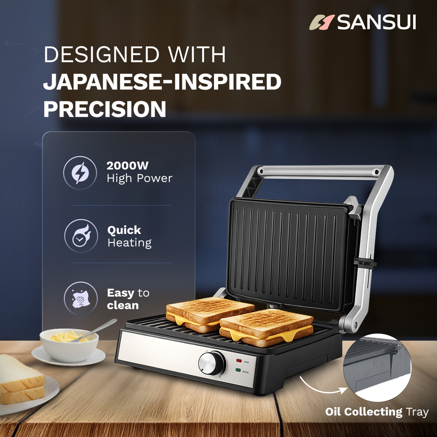Image of Sansui Crisp Max Open Grill Sandwich Maker