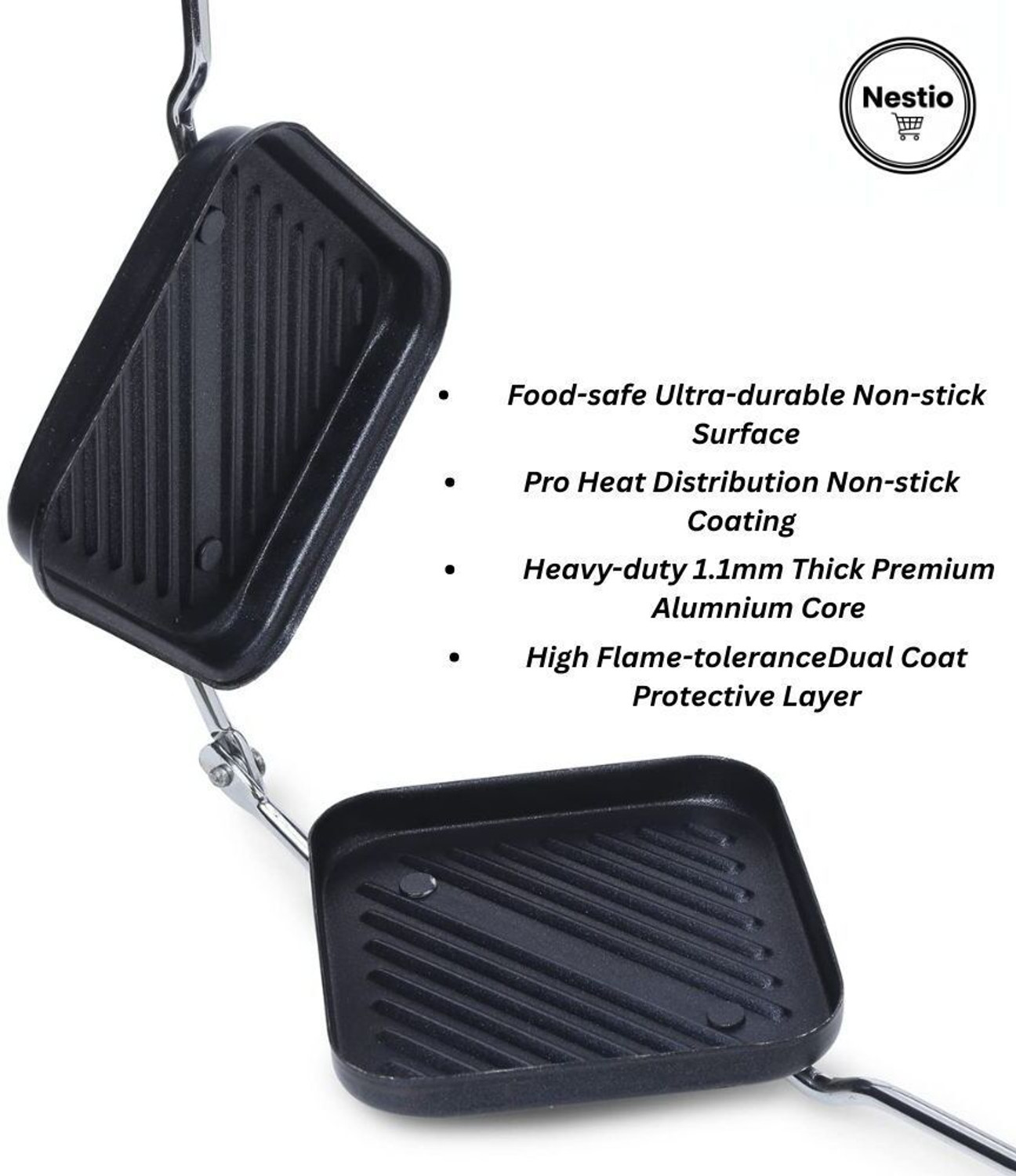 Image of Nestio by Nestio Gas Sandwich Maker Non-Stick bread toaster pack of 1 Grill, Toast