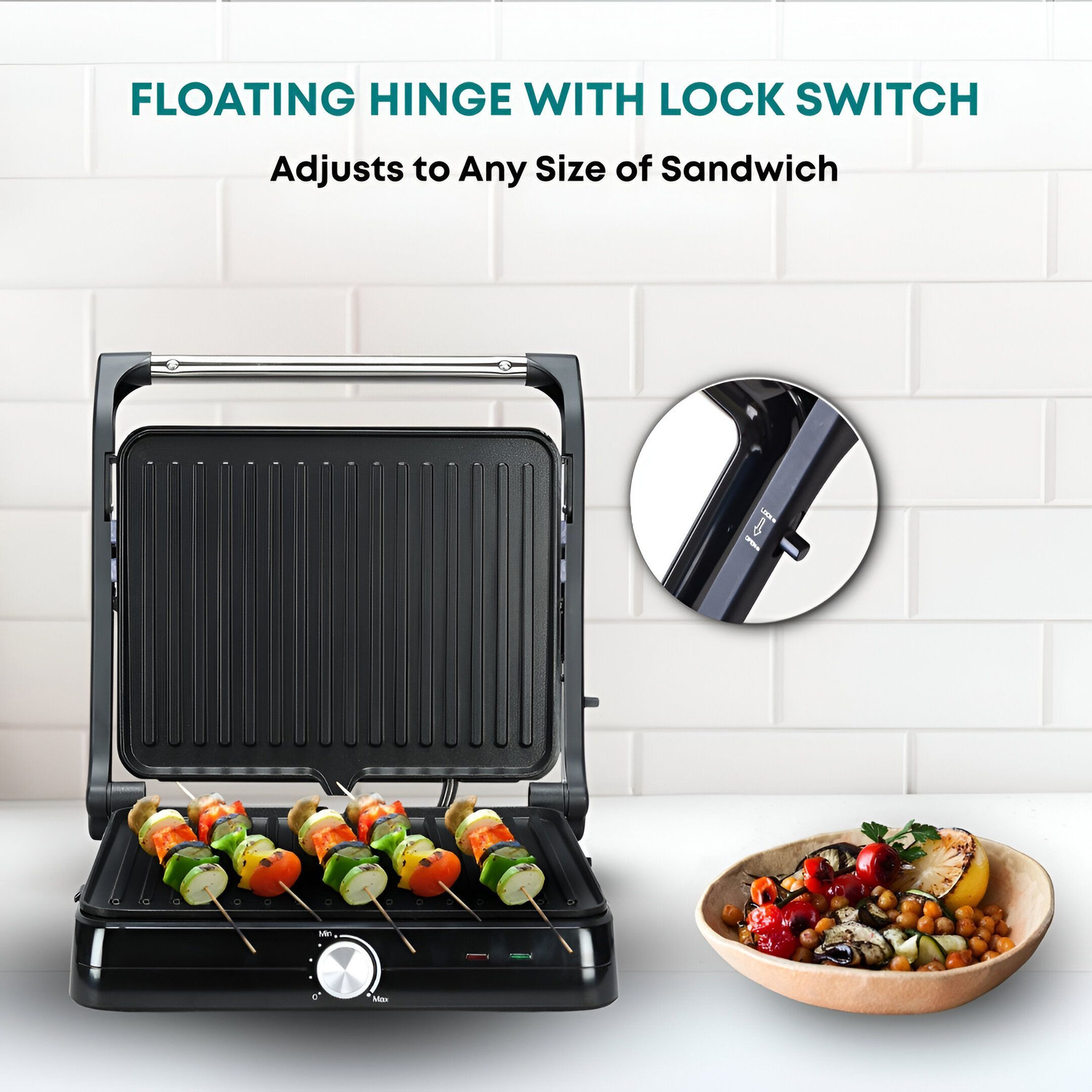 Image of LIBRA by Libra Jumbo Sandwich Maker grill toast with Floating Hinges, 2000 Watts, 4 Slice Open Grill, Grill