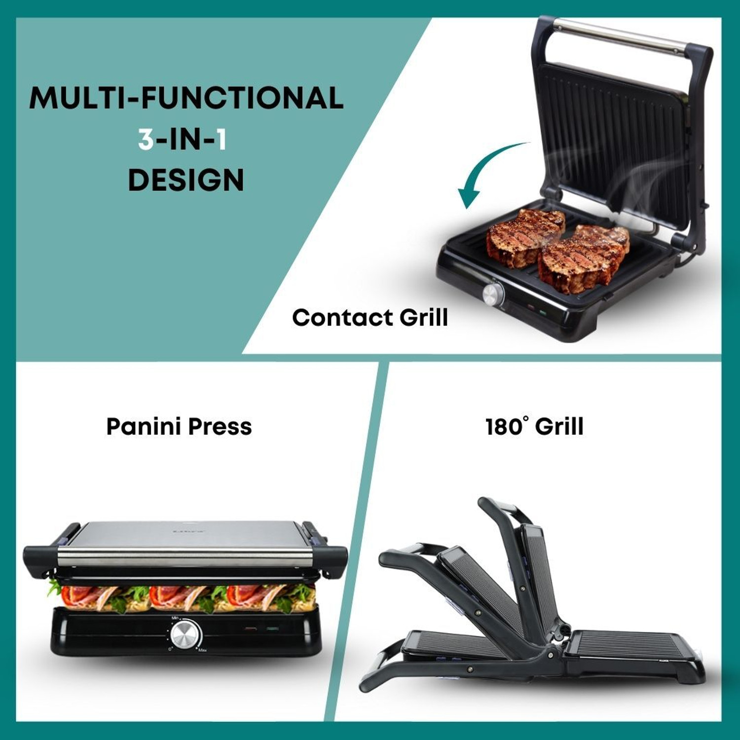 Image of LIBRA by Libra Jumbo Sandwich Maker grill toast with Floating Hinges, 2000 Watts, 4 Slice Open Grill, Grill