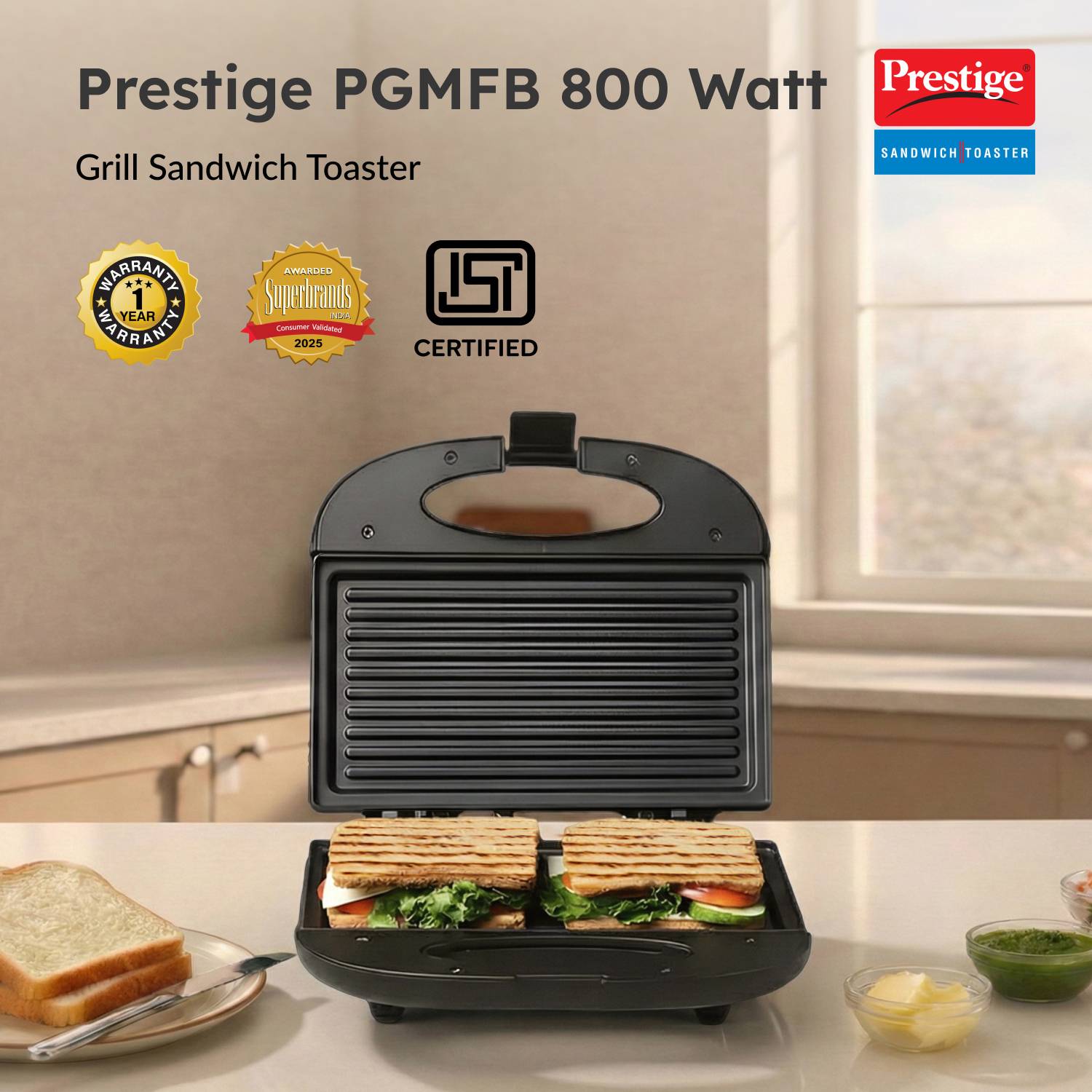 Prestige PGMFB Grill Sandwich Maker Black - Image 2