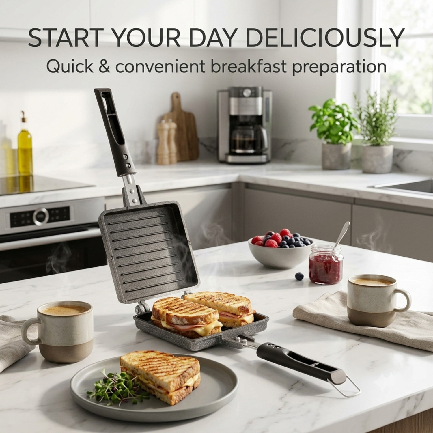 Image of SKYTONE Premium Non-Stick Aluminium Gas Sandwich Toaster, Grill Sandwich Maker Toast, Grill, Waffle