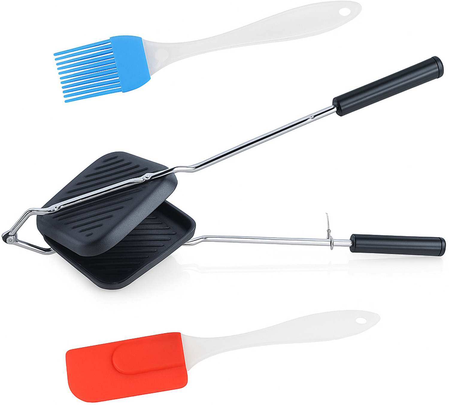 Image of SWAURSAHA by SWAURSAHA Grill Sandwich Toaster with Spatula & Brush| Double-Coated Sandwich Maker Grill, Toast