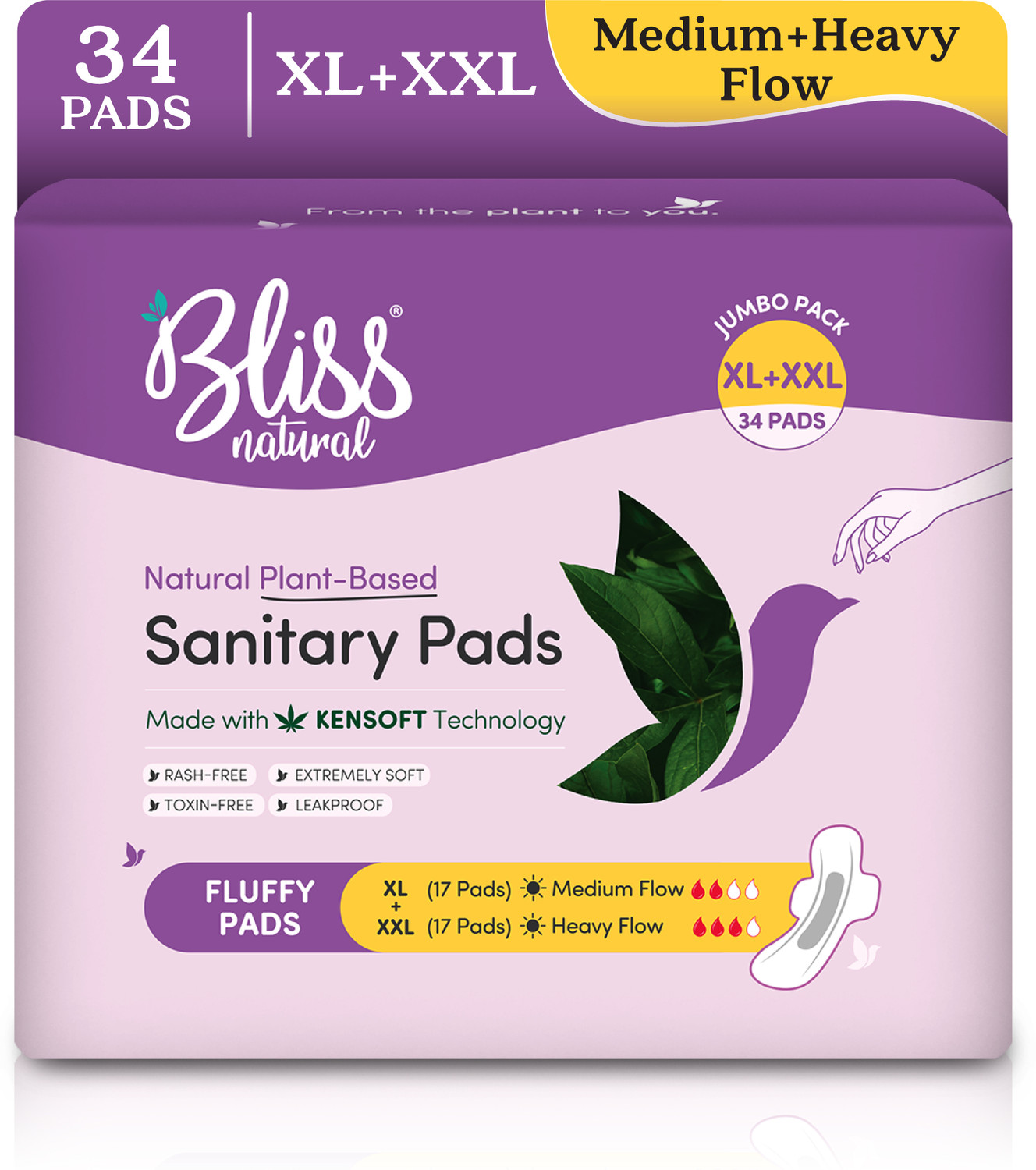 Image of BlissNatural Day & Night | 17 XL + 17 XXL | Value Pack | Rash-Free Sanitary Pad