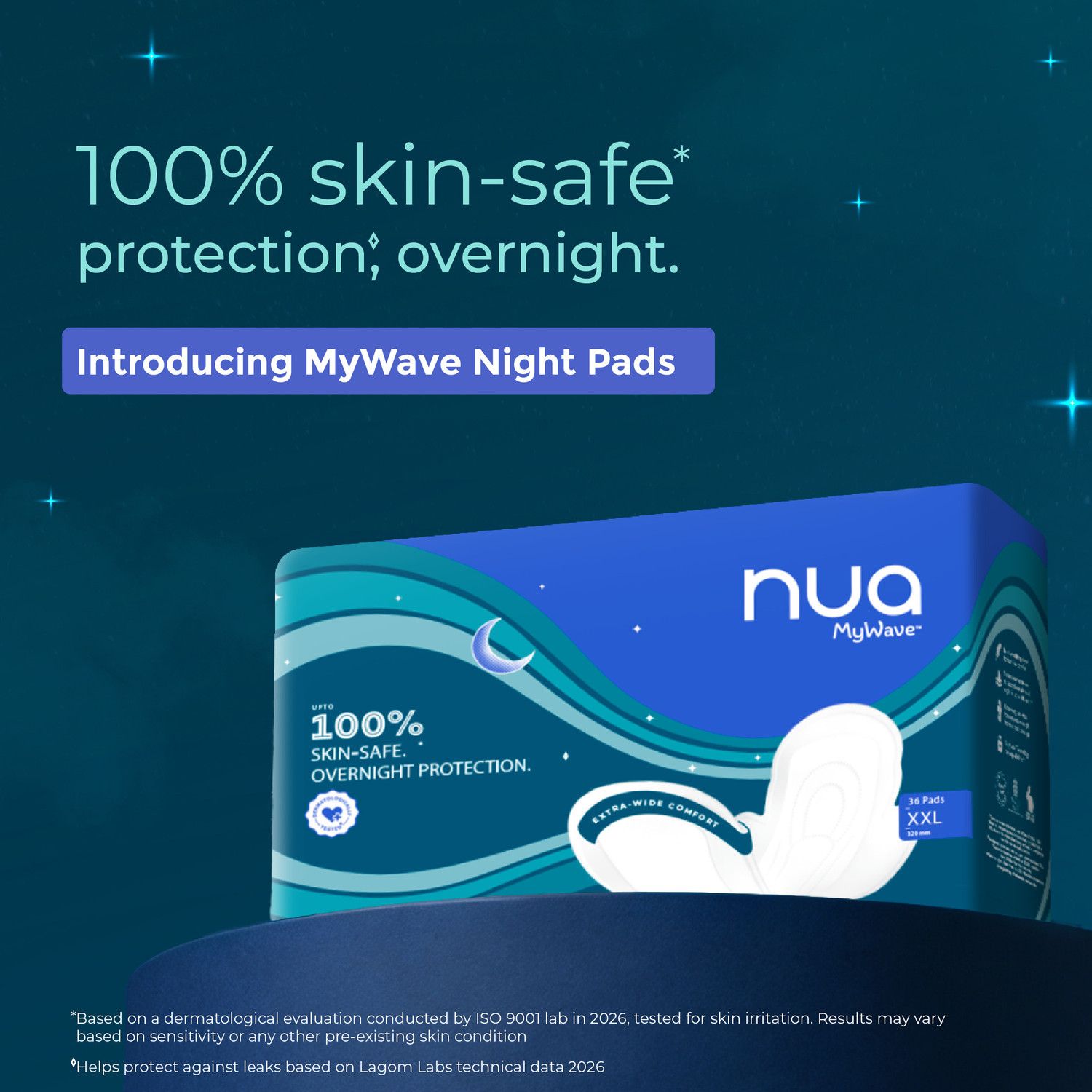 Image of Nua MyWave Night XXL Sanitary Pads for Women | Pack of 36 Sanitary Pad