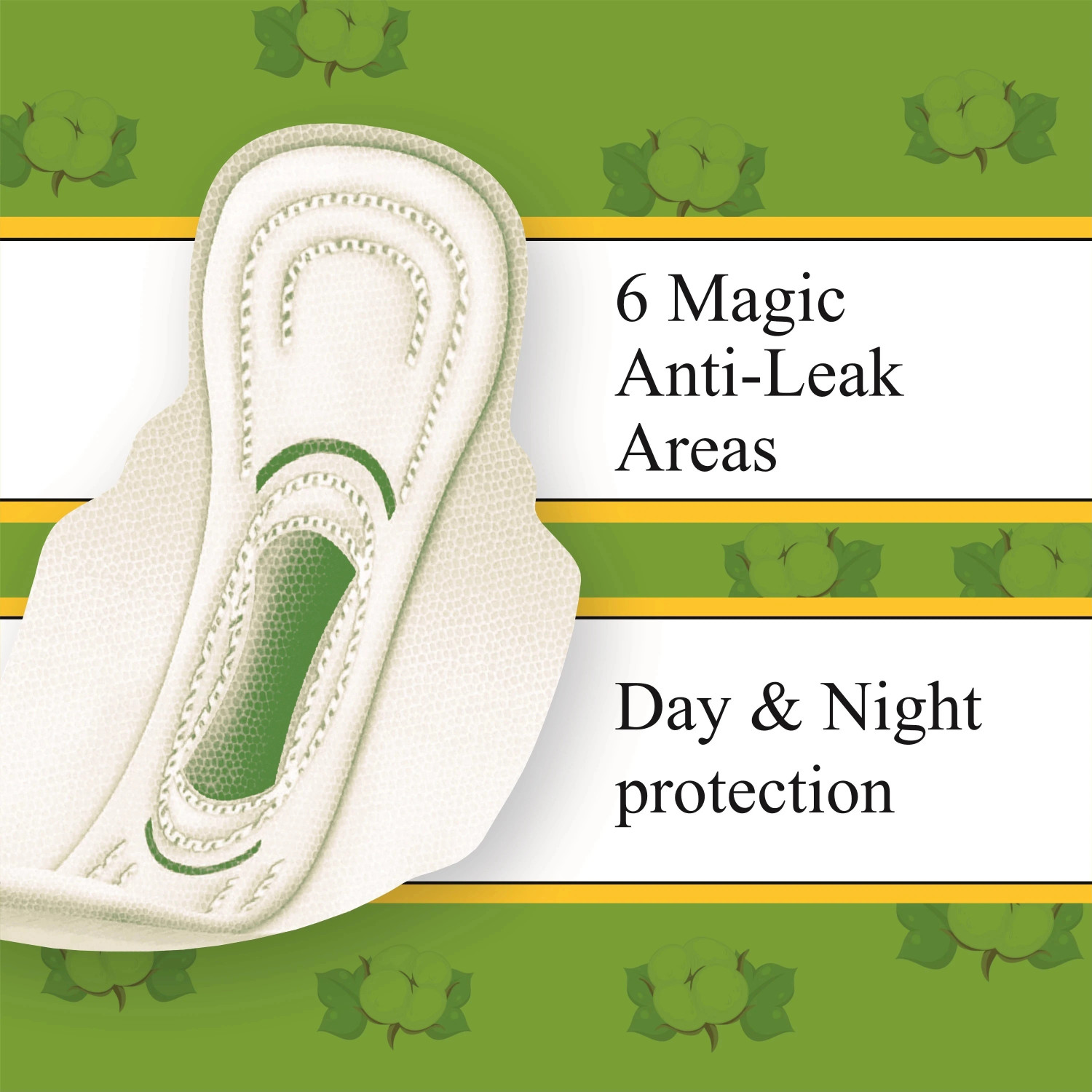 Image of soft & secure Cotton Soft With Extra Gel Overnight Sanitary Pads Pack 3 (120 Pads) Sanitary Pad