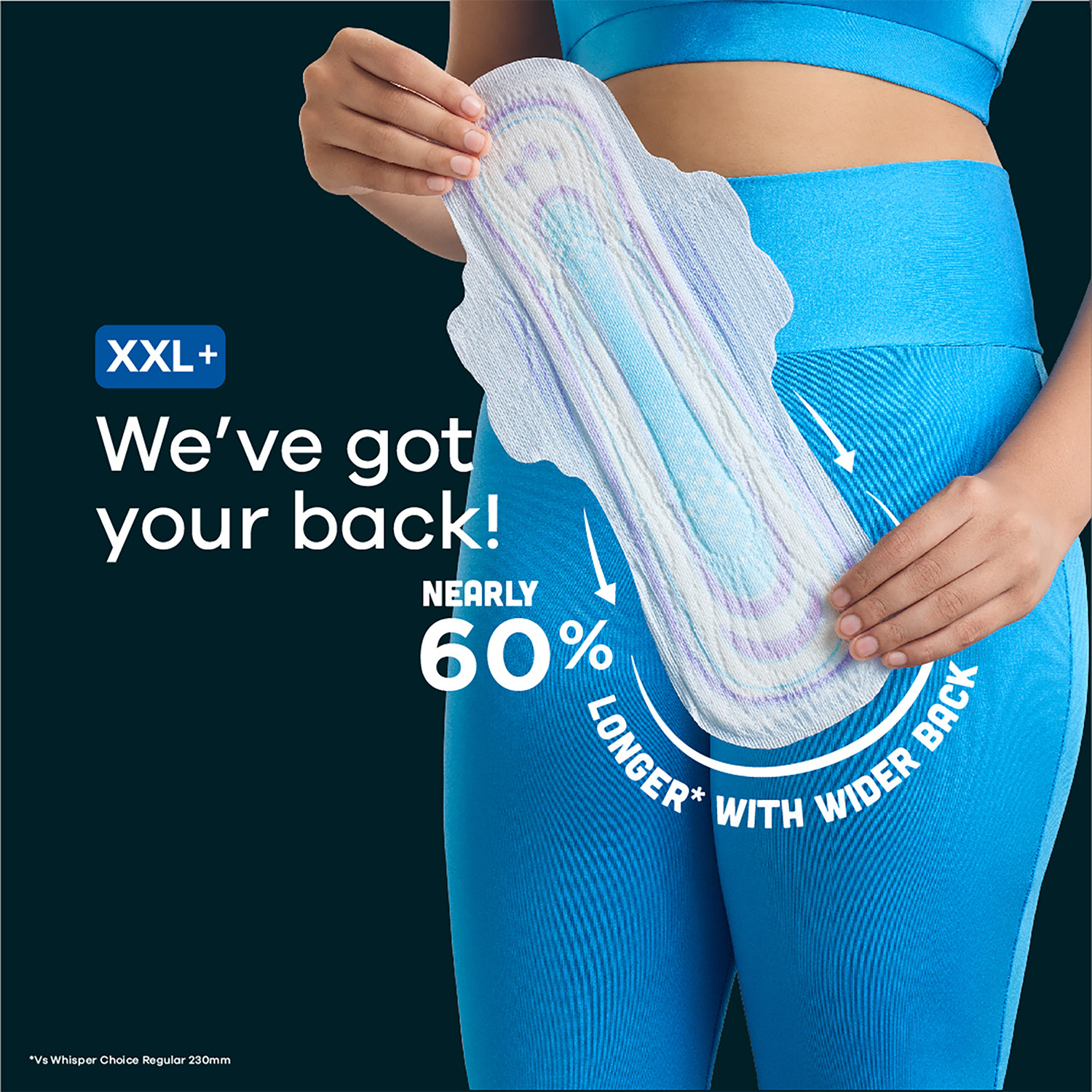 Image of Whisper Bindazzz Nights XXL+, Upto 0% Leaks All Night Long Sanitary Pad