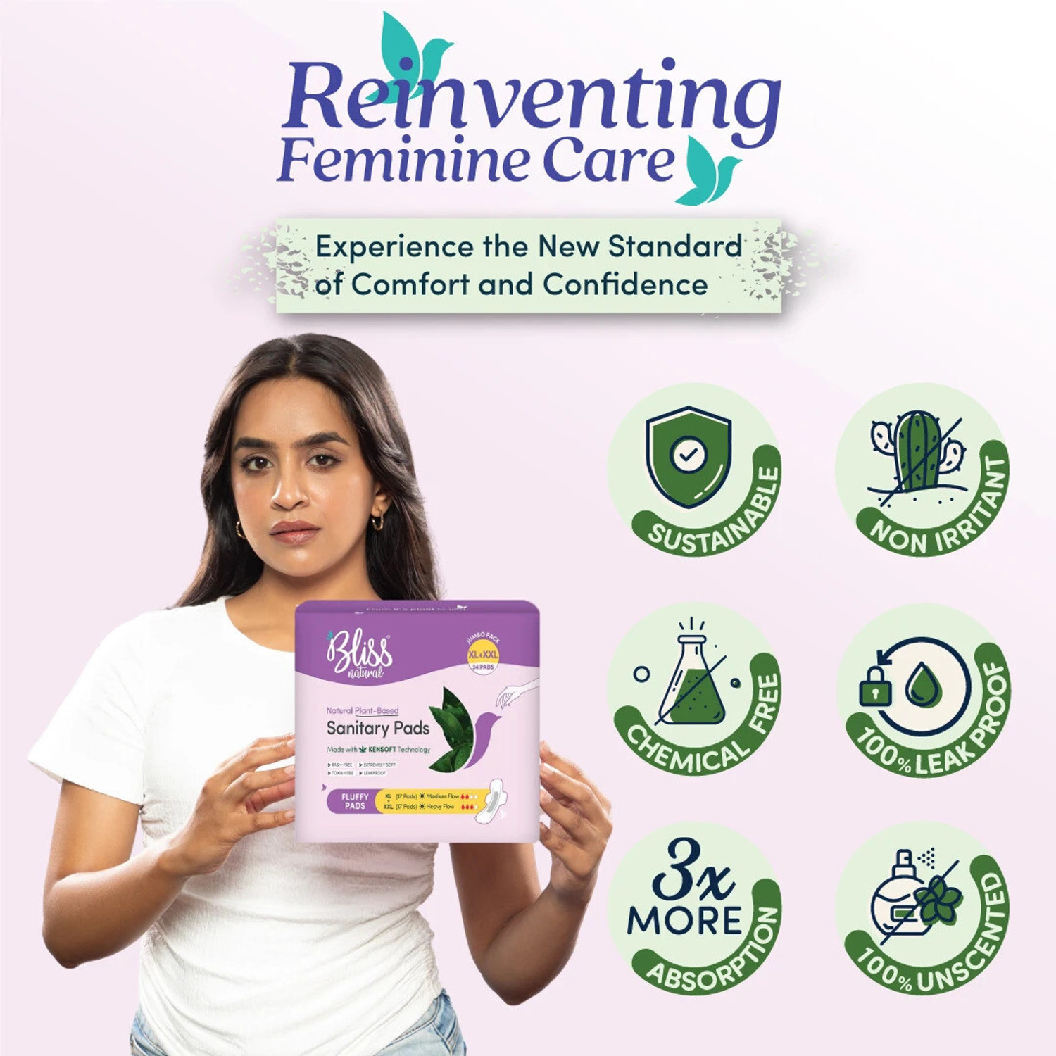 Image of BlissNatural Day & Night | 17 XL + 17 XXL | Value Pack | Rash-Free Sanitary Pad
