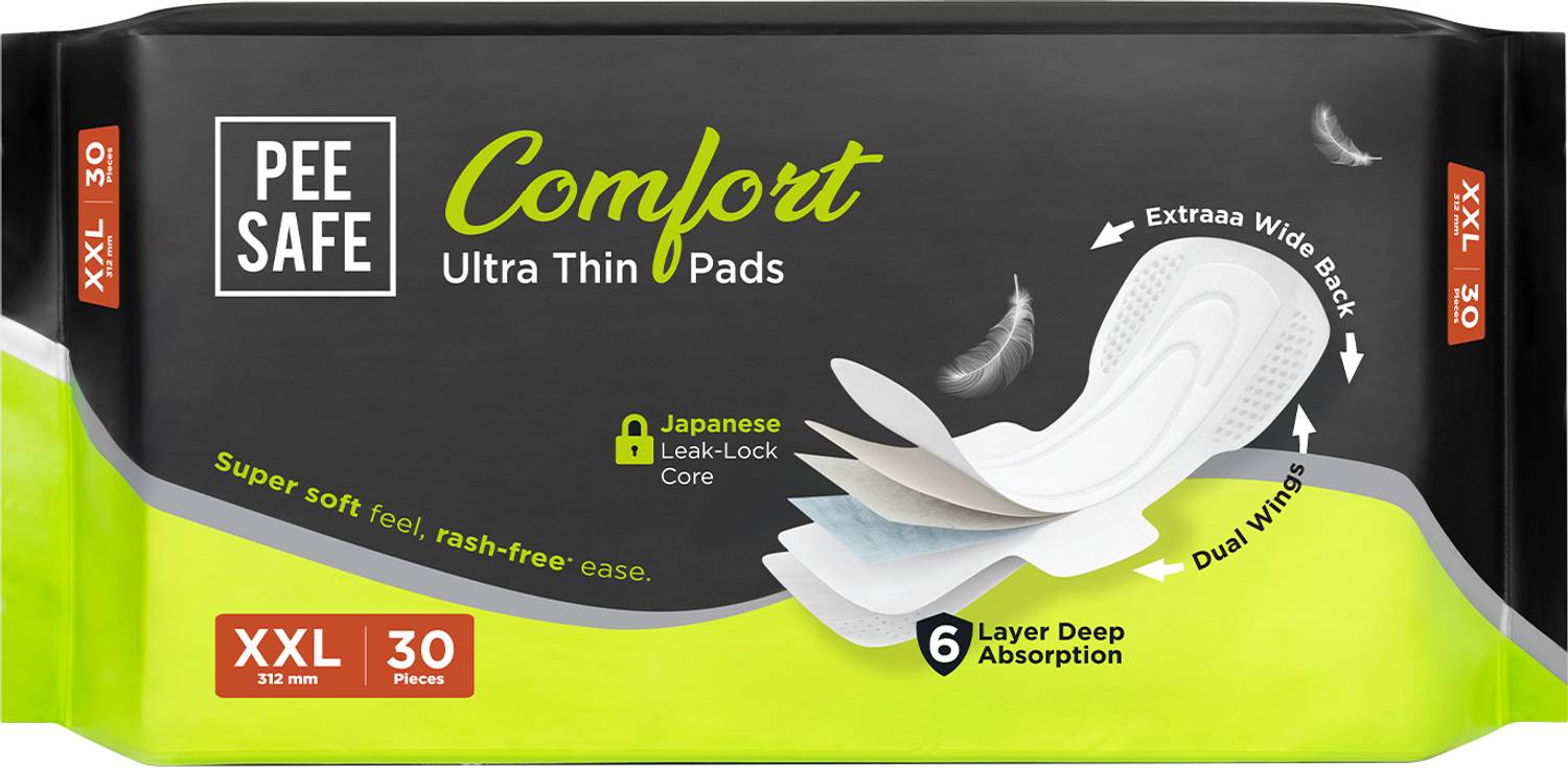 Pee Safe Ultra Thin Sanitary pad for Women XXL Cottony Soft Dual Wings Rash Free Periods Sanitary Pad