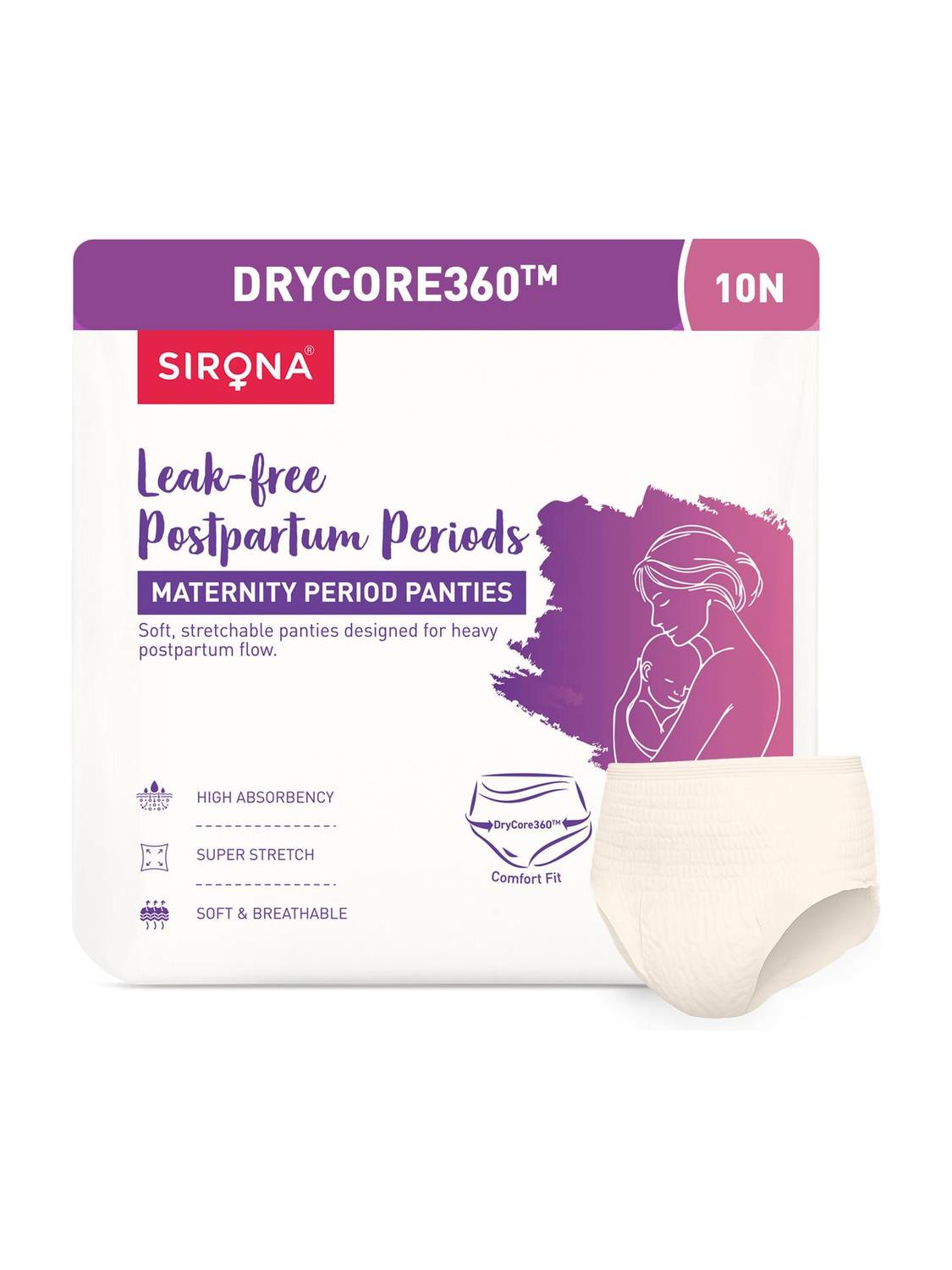 SIRONA Maternity Period Panties for Postpartum Flow (L-XL) | Super Soft & Absorbent Sanitary Pad