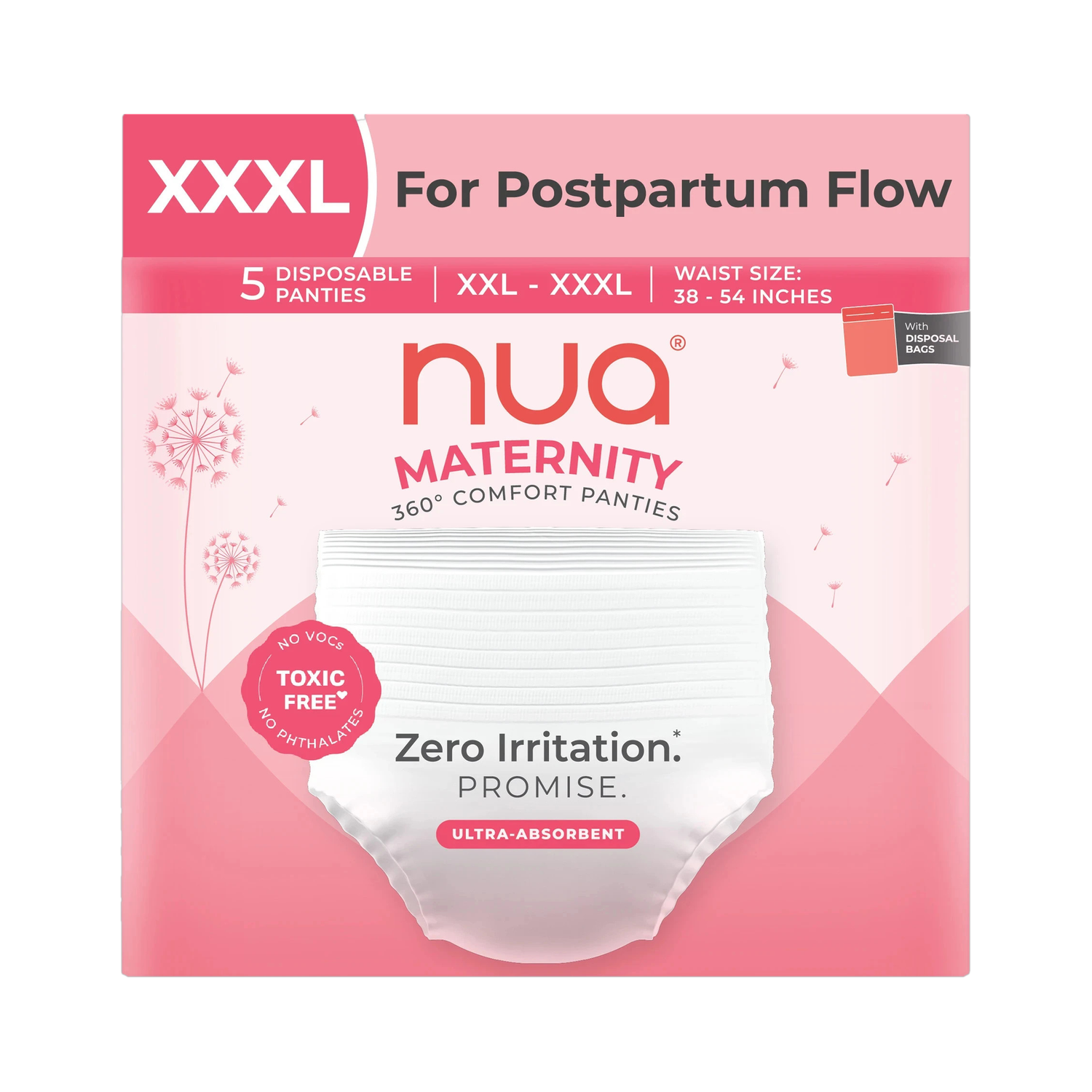 Nua Ultra-Absorbent Maternity Panties XXL-XXXL (38-54 INCHES)|Pack of 5 Sanitary Pad