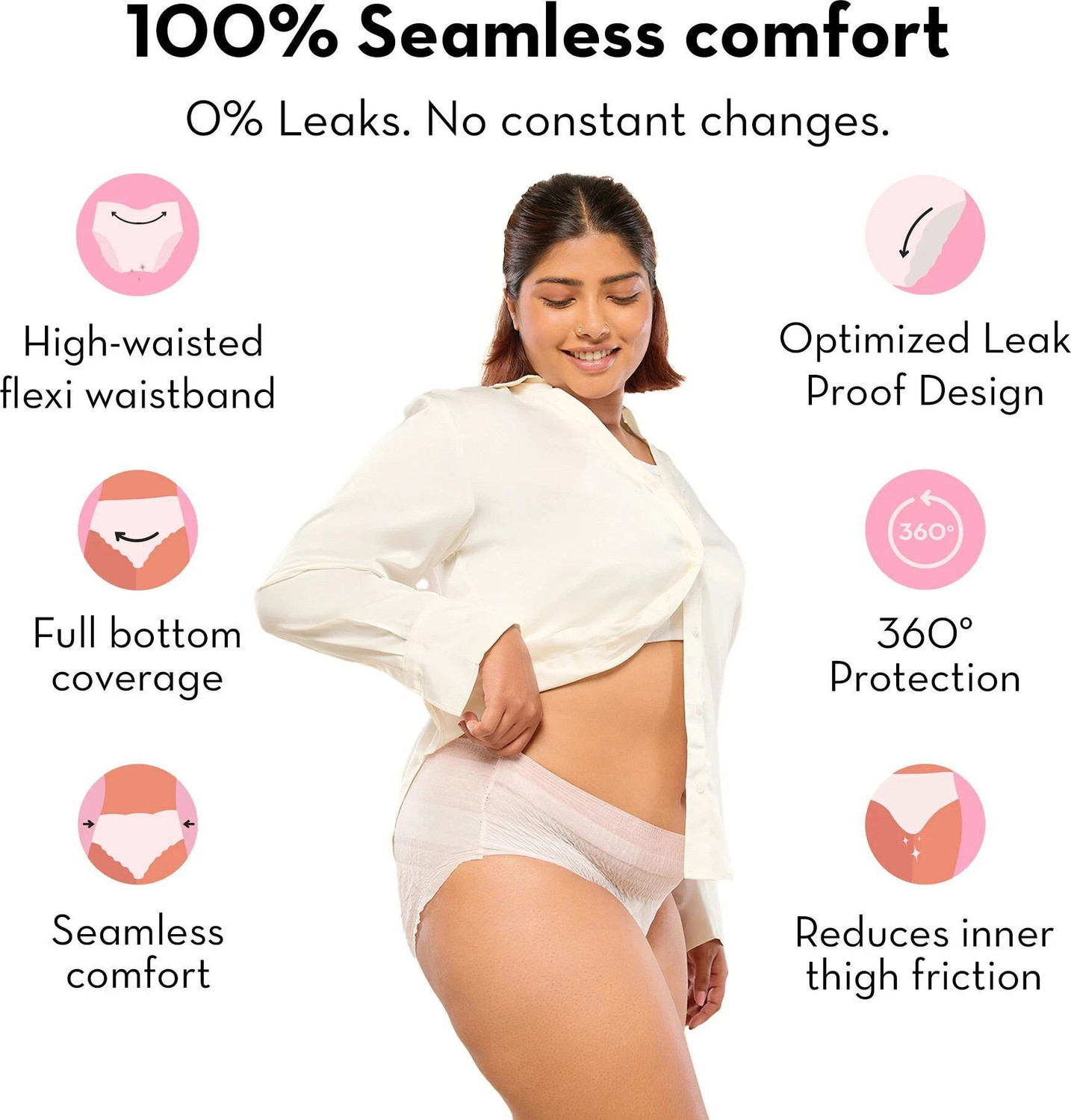 Image of PLUSH Comfort High Waist Disposable Period Panty, Rash Free L /XL Size (75-115 cm) Sanitary Pad