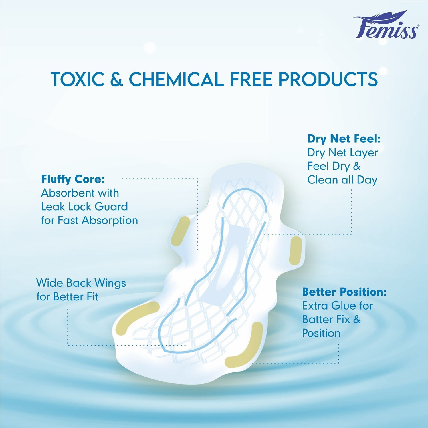 Image of Femiss Extra Absorb Overnight Sanitary Pads For Women (XL-6 Pcs Pads) Pack of 1 Sanitary Pad