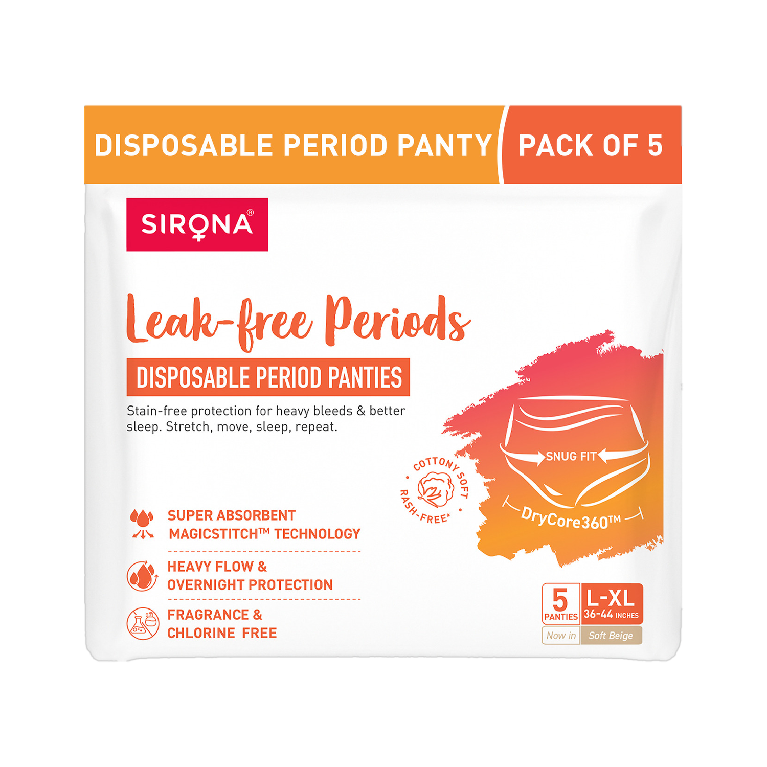 Image of SIRONA Disposable Period Panties - L-XL (36 inch-44 inch) | Super Soft & 5X More Absorbent Sanitary Pad