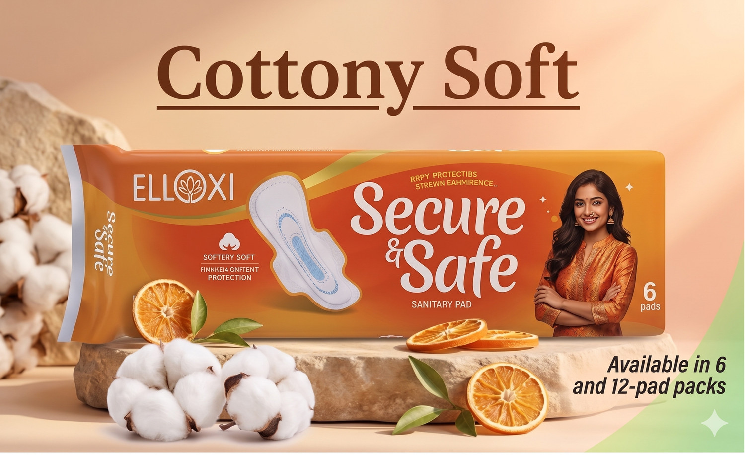 Image of ELLOXI Antibacteria XL- Sanitary Pads for Girls, Smart 8 Layer Absorption,Herbal Shield Sanitary Pad