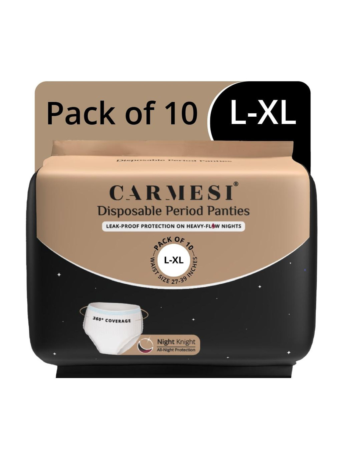Image of Carmesi Disposable Period Panties (L-XL) | Leak-Proof Protection For Heavy-Flow Nights Sanitary Pad