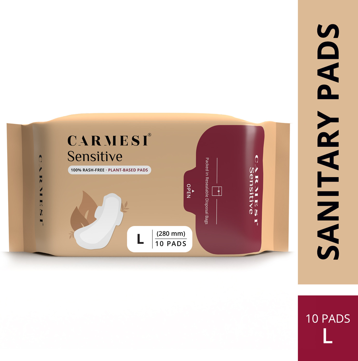 Image of Carmesi Sensitive - Sanitary Pads for Rash-Free Periods (10 Large) Sanitary Pad
