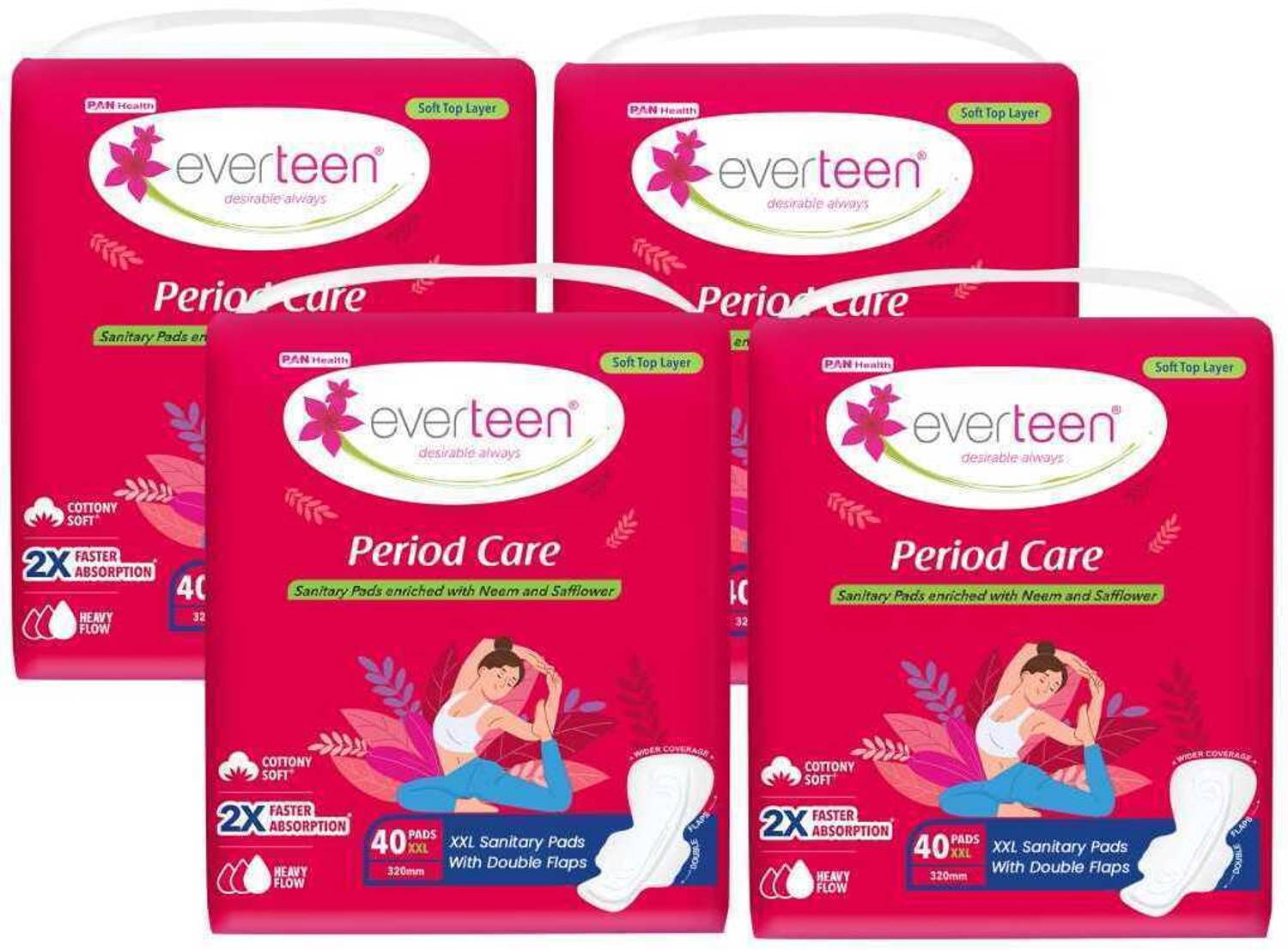 everteen Period Care XXL Soft with Neem-Safflower - (40 Pads Each