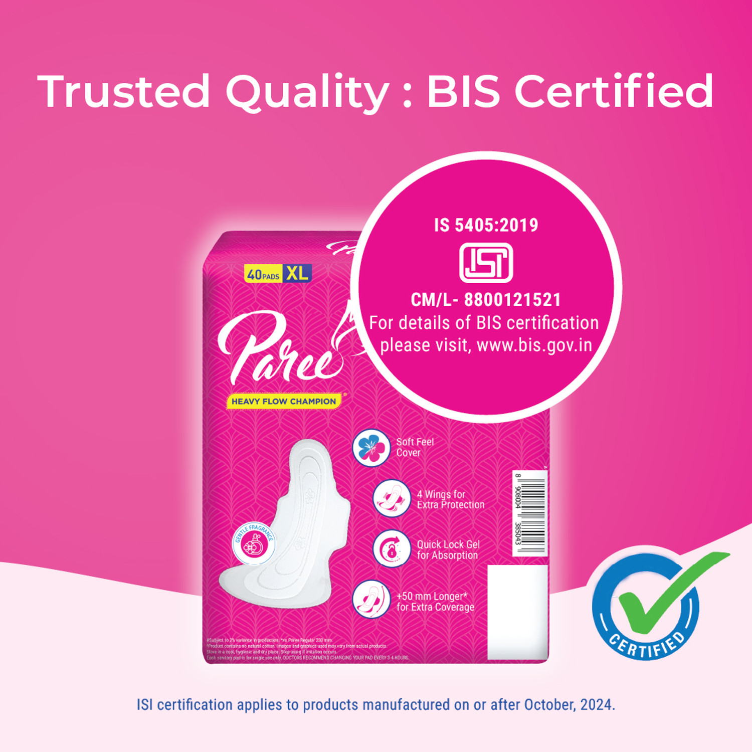 Image of Paree Soft & Rash Free XL With 3 Seconds Absorption for Heavy Flow Sanitary Pad