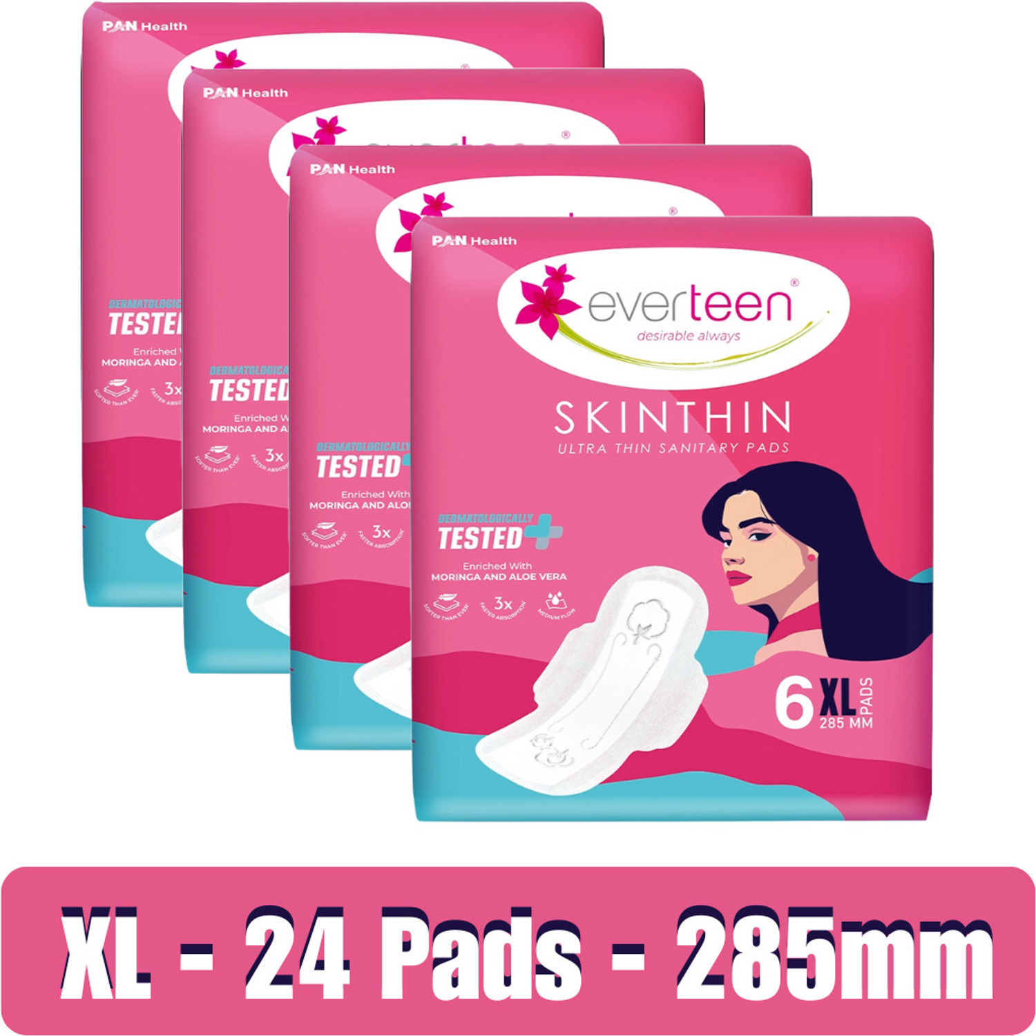 Image of everteen Skin Thin XL 24 Sanitary Napkins | Rash-Free, Dermatologically Tested Sanitary Pad