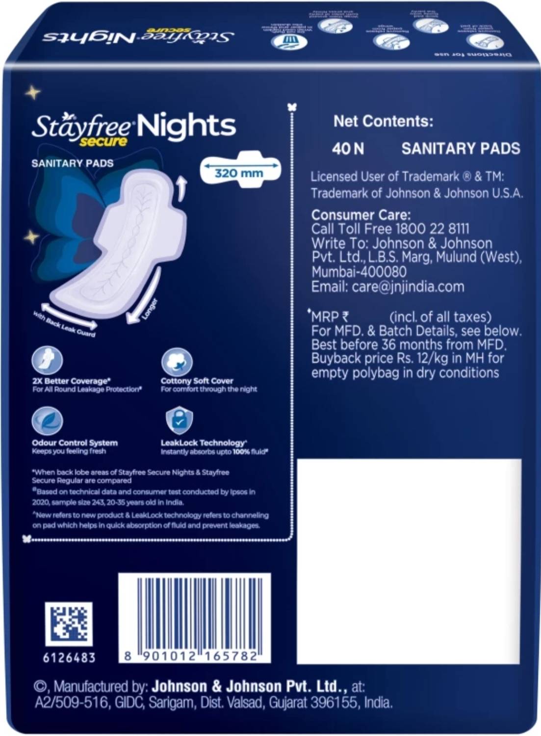 STAYFREE Secour Night XXL 40pad Sanitary Pad Pack of 40 - Image 2